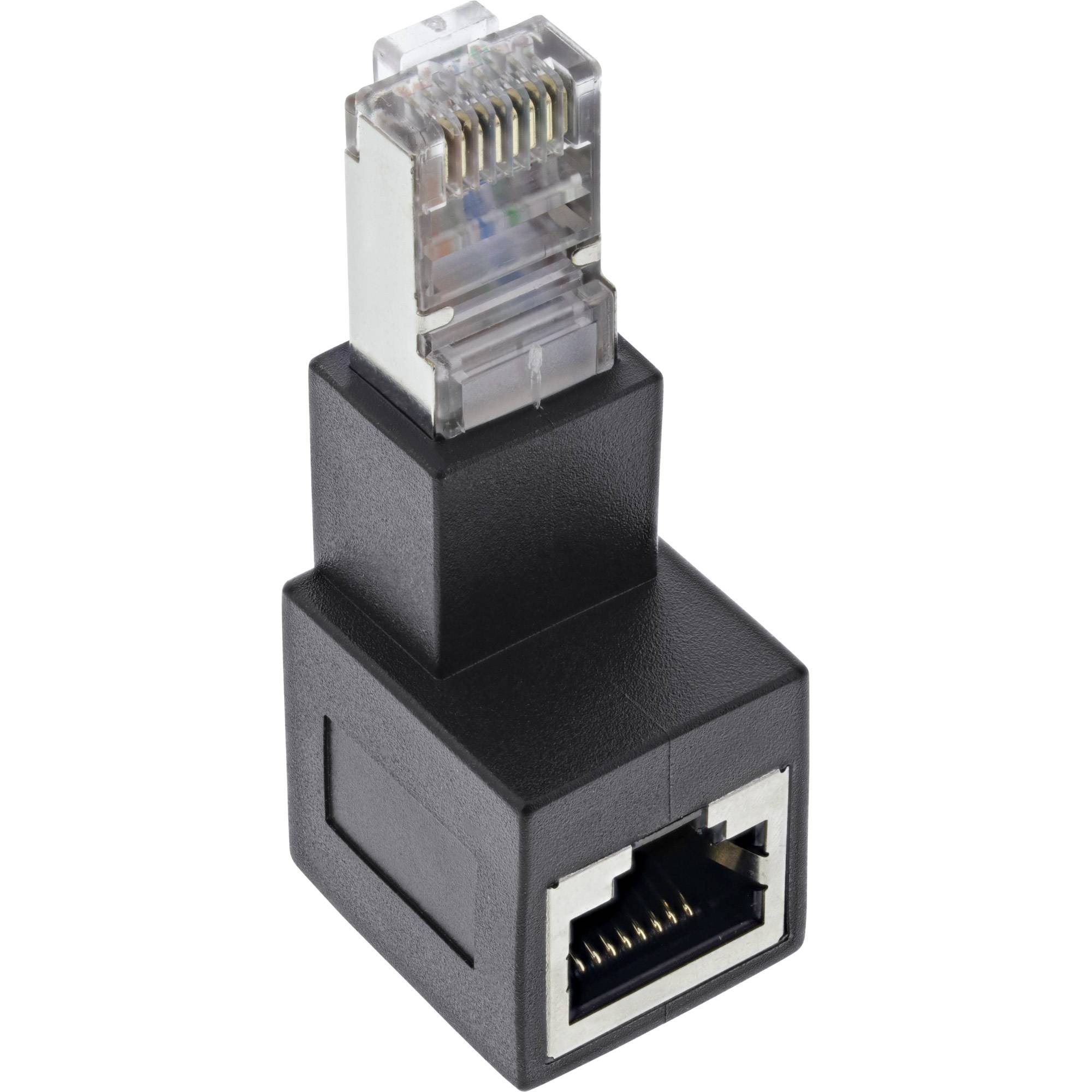 INLINE - Patchkabel-Adapter Cat.6A - RJ45 Stecker/Buchse - 90° nach unten gewinkelt