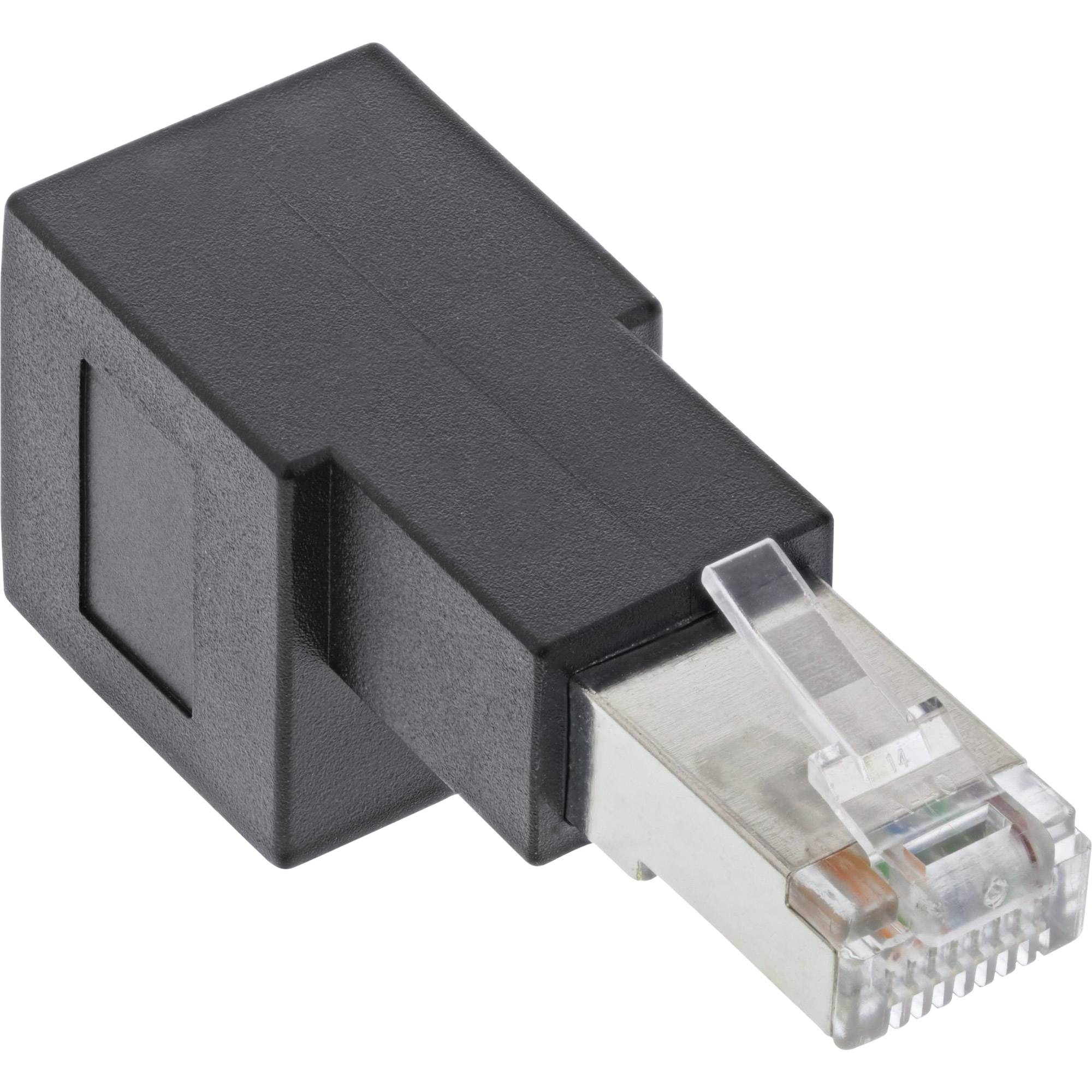 INLINE - Patchkabel-Adapter Cat.6A - RJ45 Stecker/Buchse - 90° nach unten gewinkelt