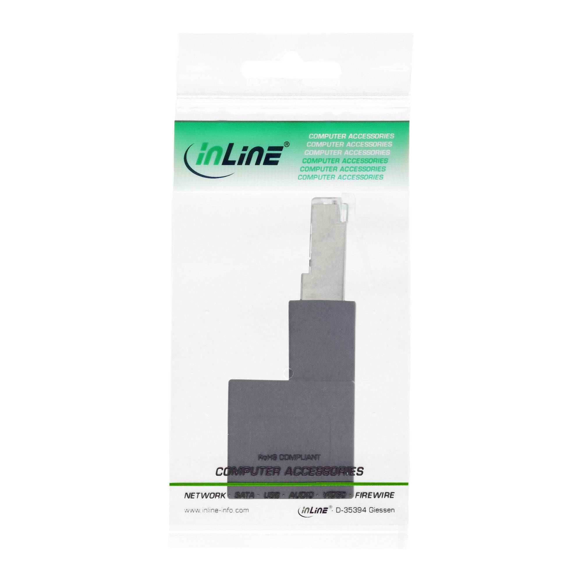 INLINE - Patchkabel-Adapter Cat.6A - RJ45 Stecker/Buchse - 90° nach unten gewinkelt