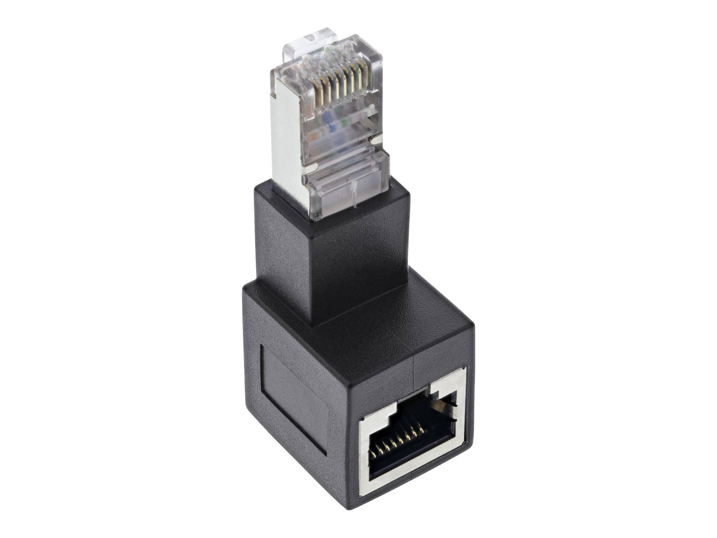 INLINE - Patchkabel-Adapter Cat.6A - RJ45 Stecker/Buchse - 90° nach unten gewinkelt