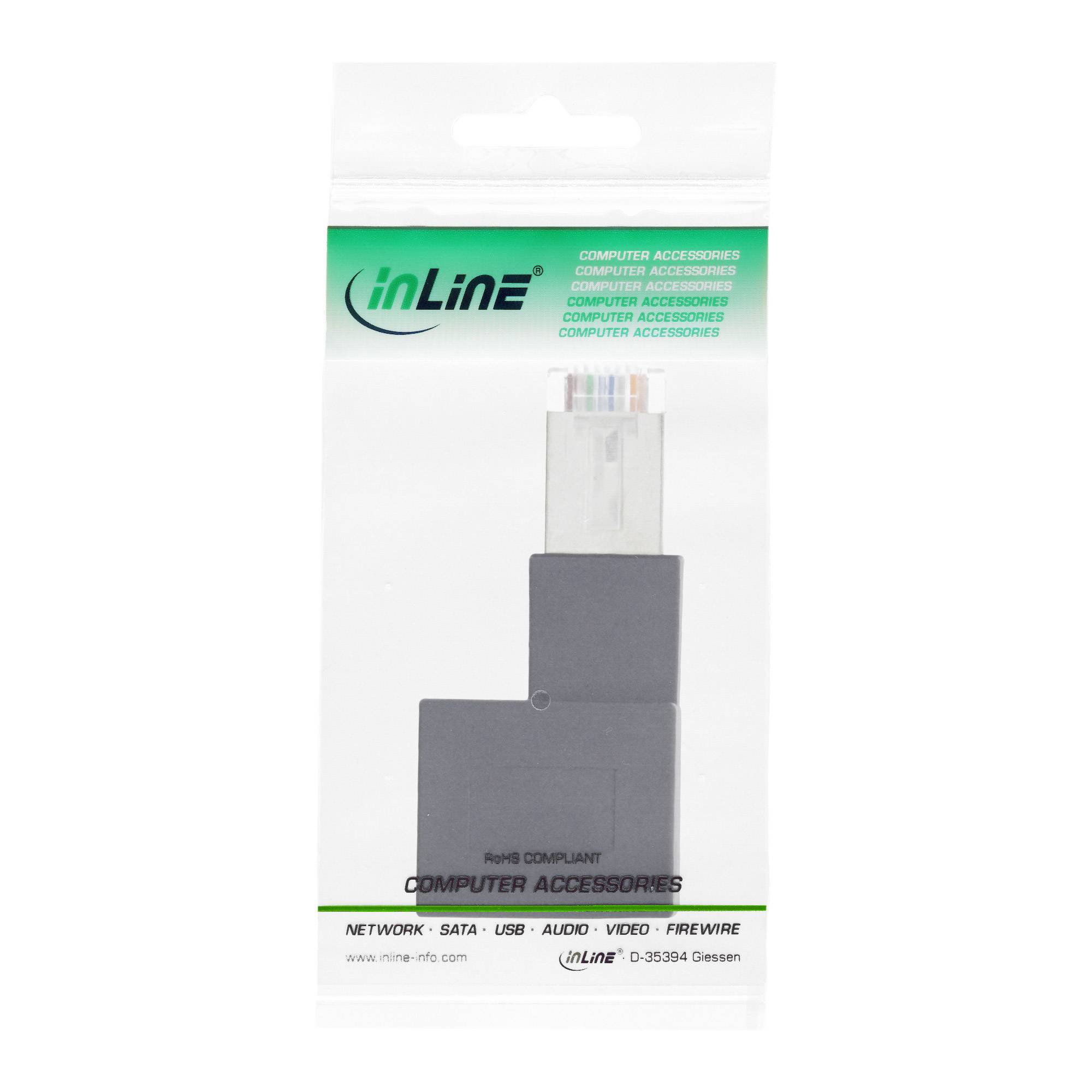 INLINE - Patchkabel-Adapter Cat.6A - RJ45 Stecker/Buchse - 90° rechts gewinkelt