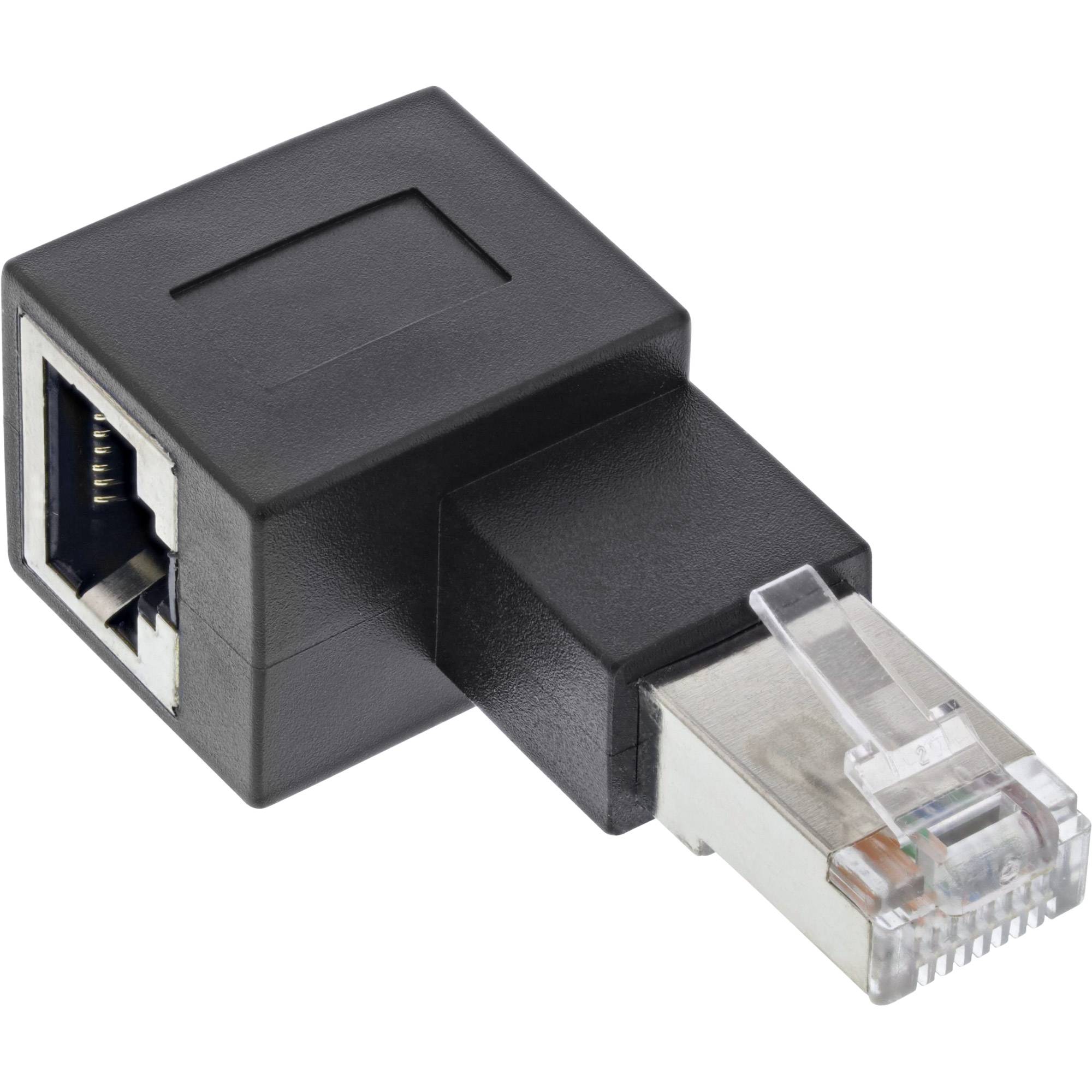 INLINE - Patchkabel-Adapter Cat.6A - RJ45 Stecker/Buchse - 90° nach links gewinkelt