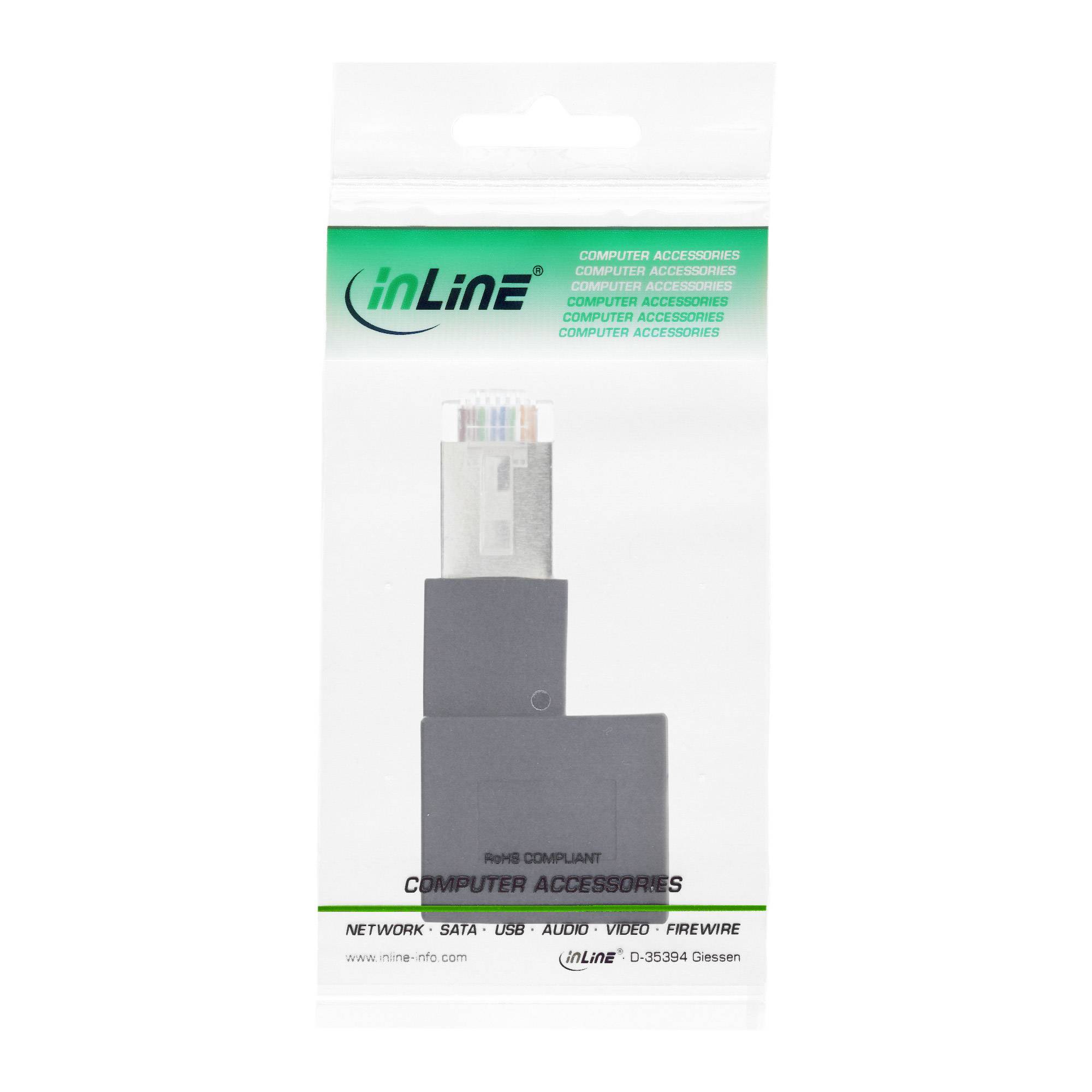 INLINE - Patchkabel-Adapter Cat.6A - RJ45 Stecker/Buchse - 90° nach links gewinkelt