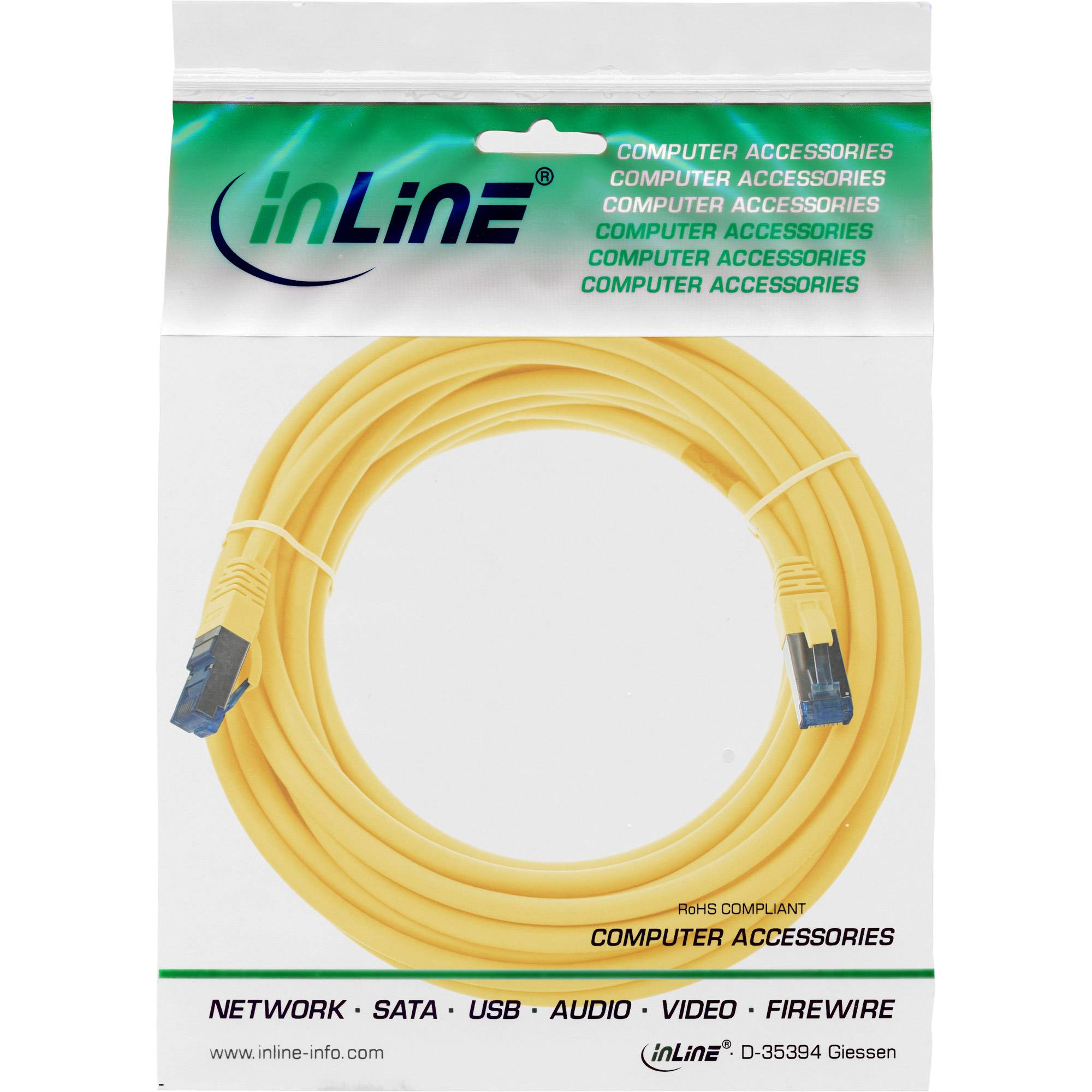 INLINE - Patchkabel - S/FTP (PiMf) - Cat.6A - halogenfrei - gelb - 5m