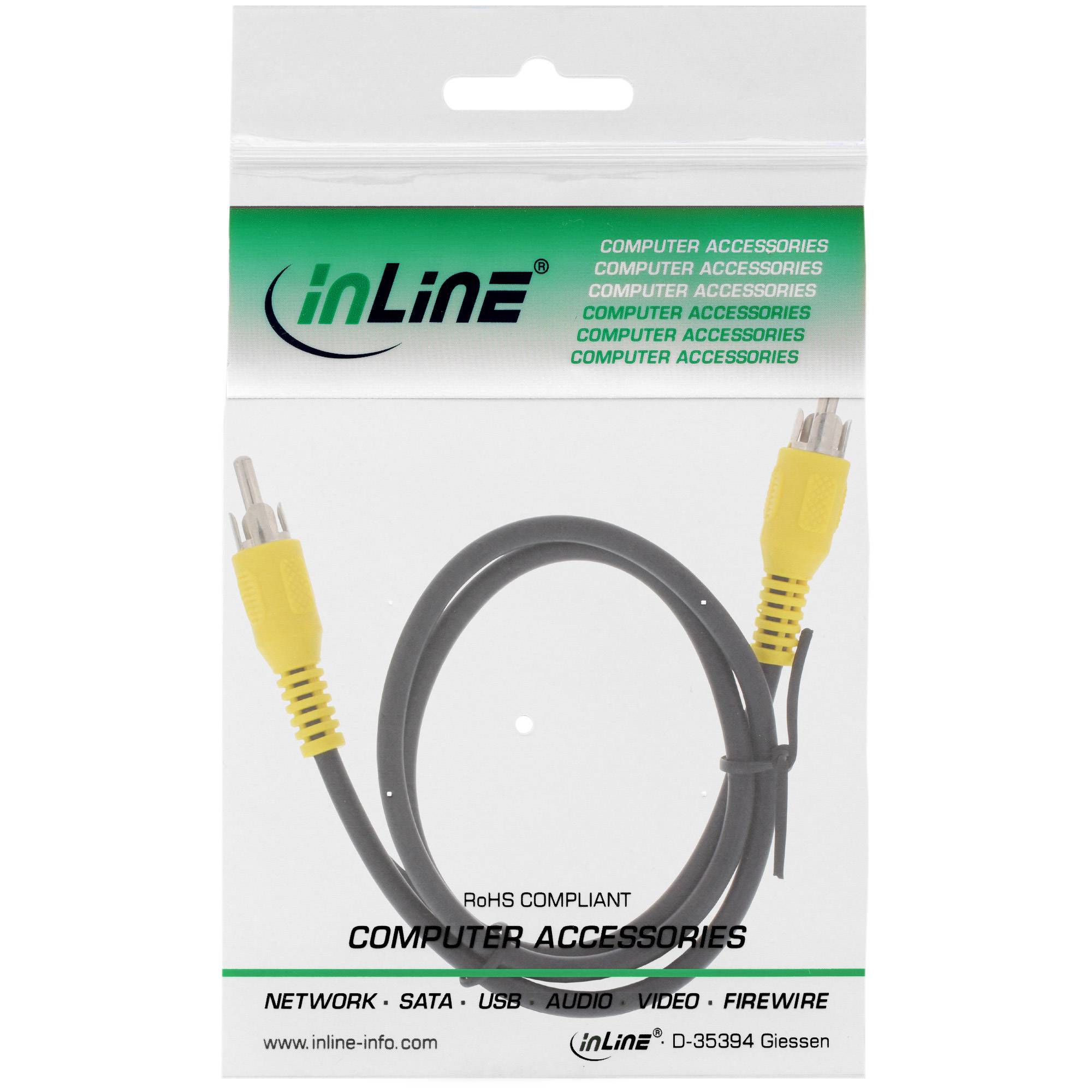 INLINE - Cinch Kabel - Video - 1x Cinch Stecker / Stecker - Steckerfarbe gelb - 10m