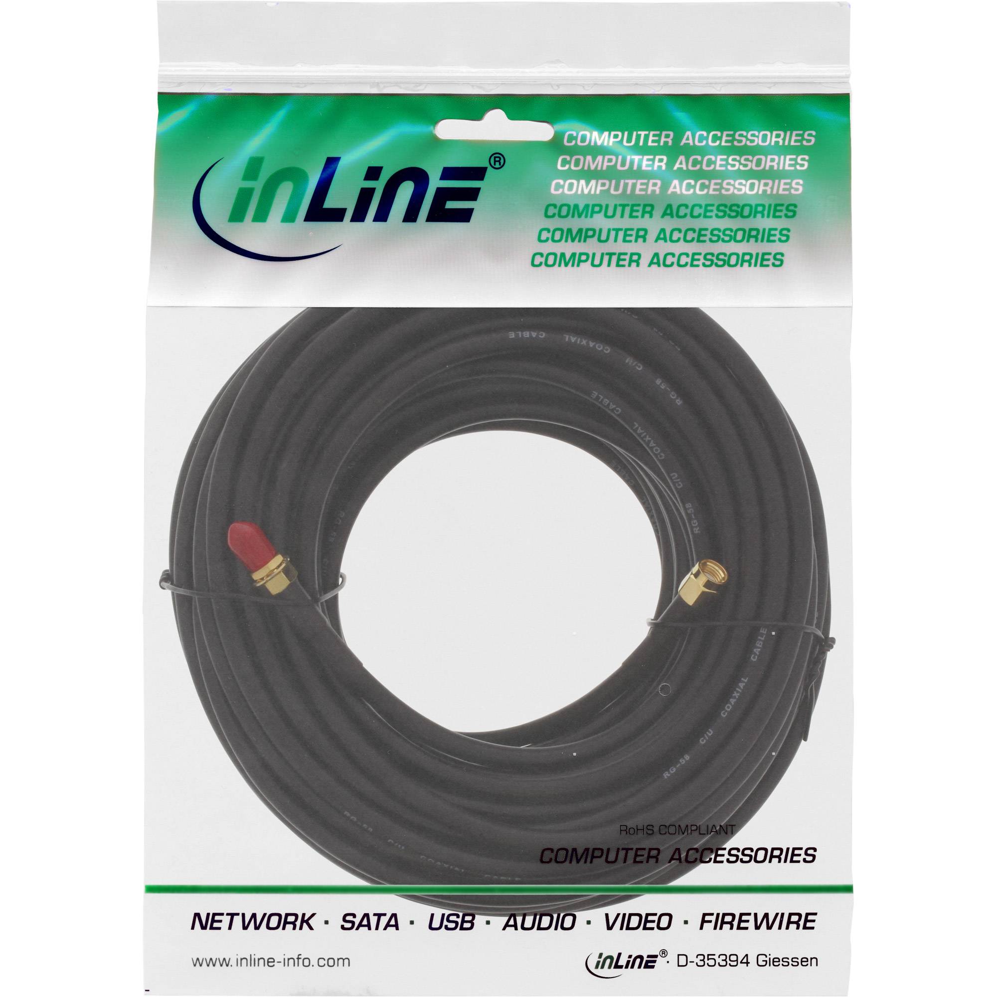 INLINE - WLAN Kabel - R-SMA-Stecker auf R-SMA-Kupplung - 20m