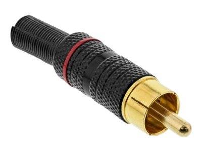InLine Cinchstecker Lötversion - Metall schwarz - Ring rot - für 6mm Kabel - Cin