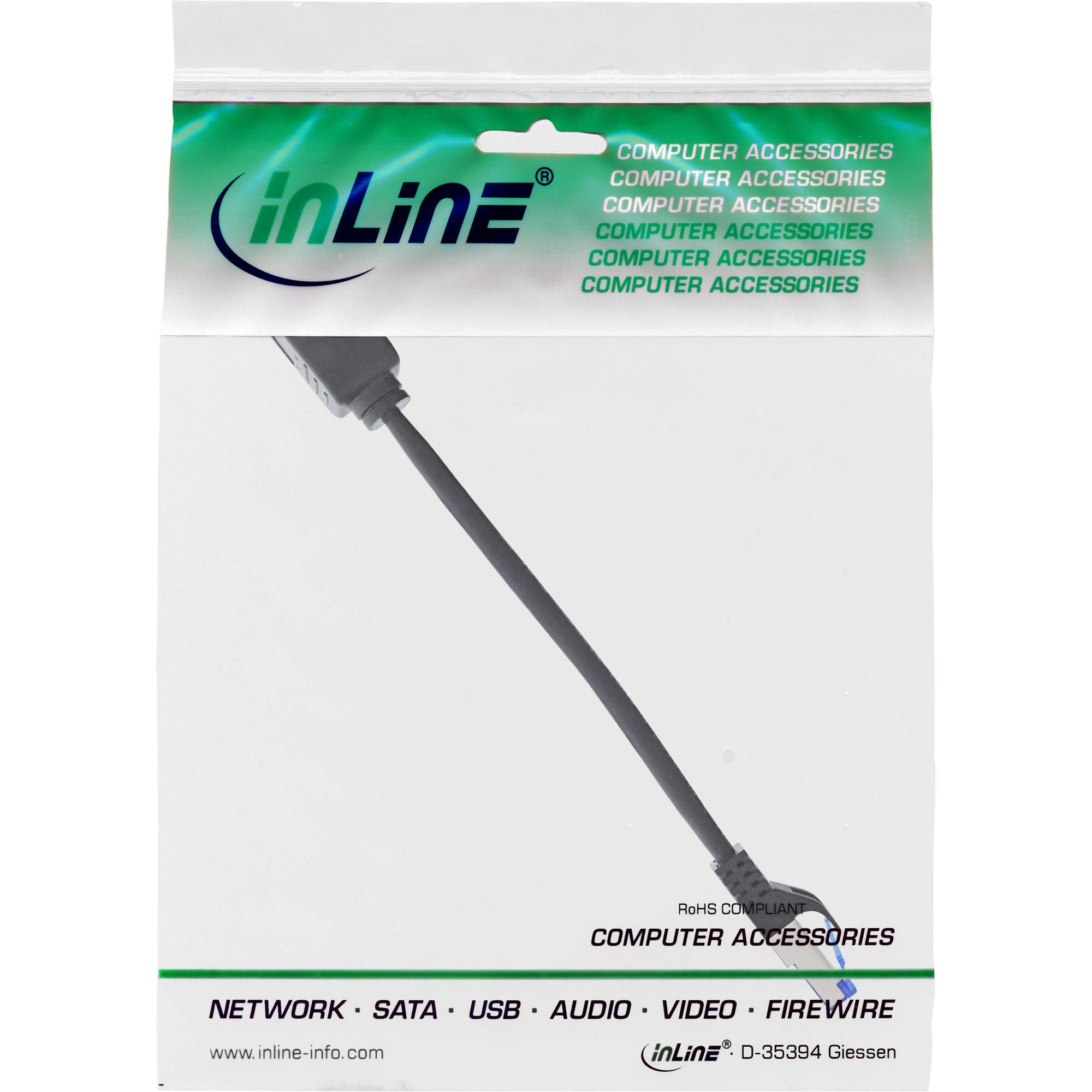 INLINE - Patchkabel Verlängerung - RJ45 Protektor - S/FTP (PiMf) - Cat.6A - 0,2m