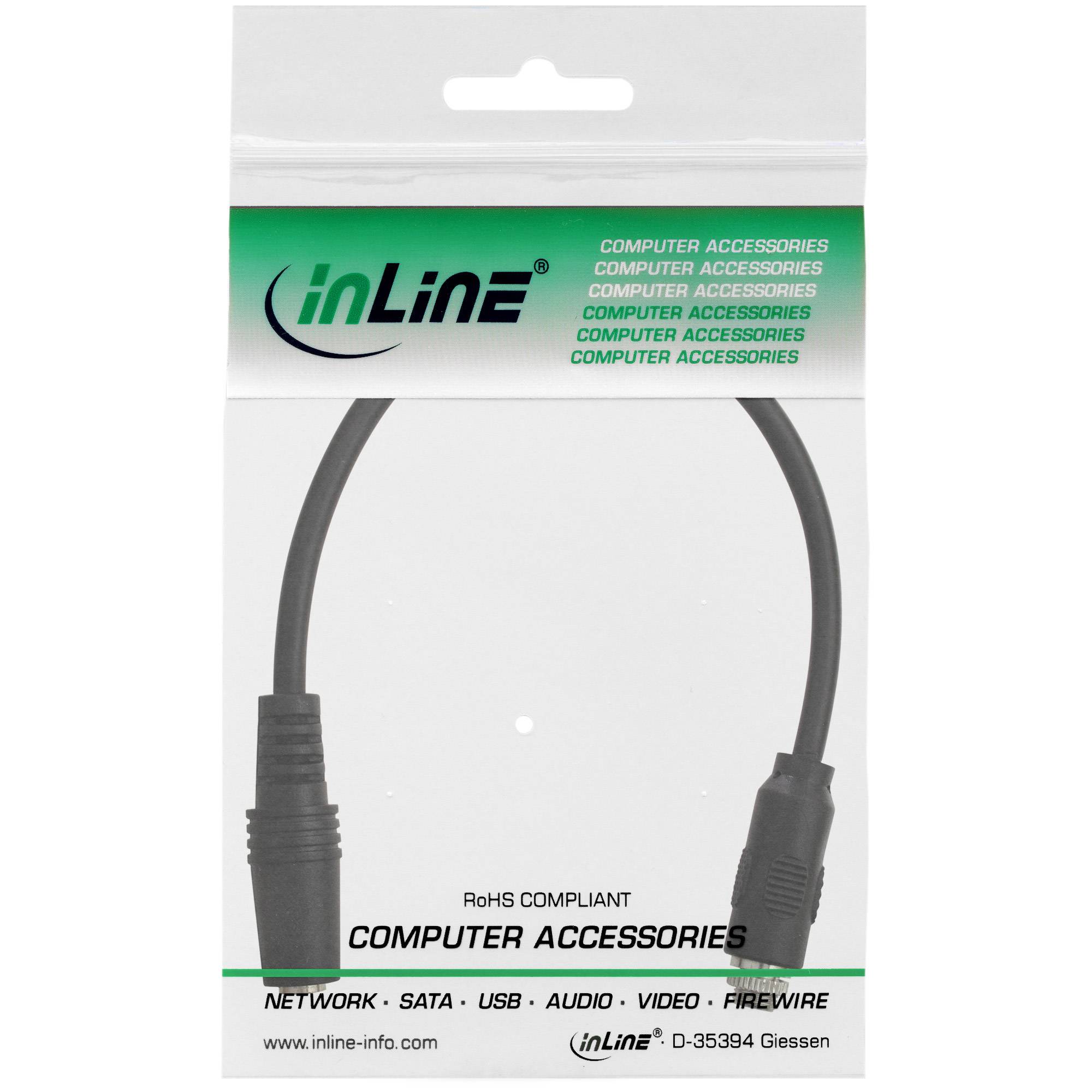 INLINE - Audio Adapterkabel zum Einbau 1x mit Gewinde - 3,5mm Stereo BU/BU - 0,2m