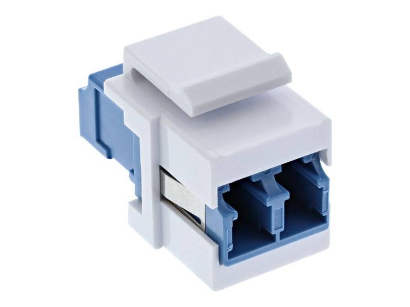 INLINE - LWL Keystone Snap-in Kupplung weiß - Duplex LC/LC - SM - blau - Keramikhülse