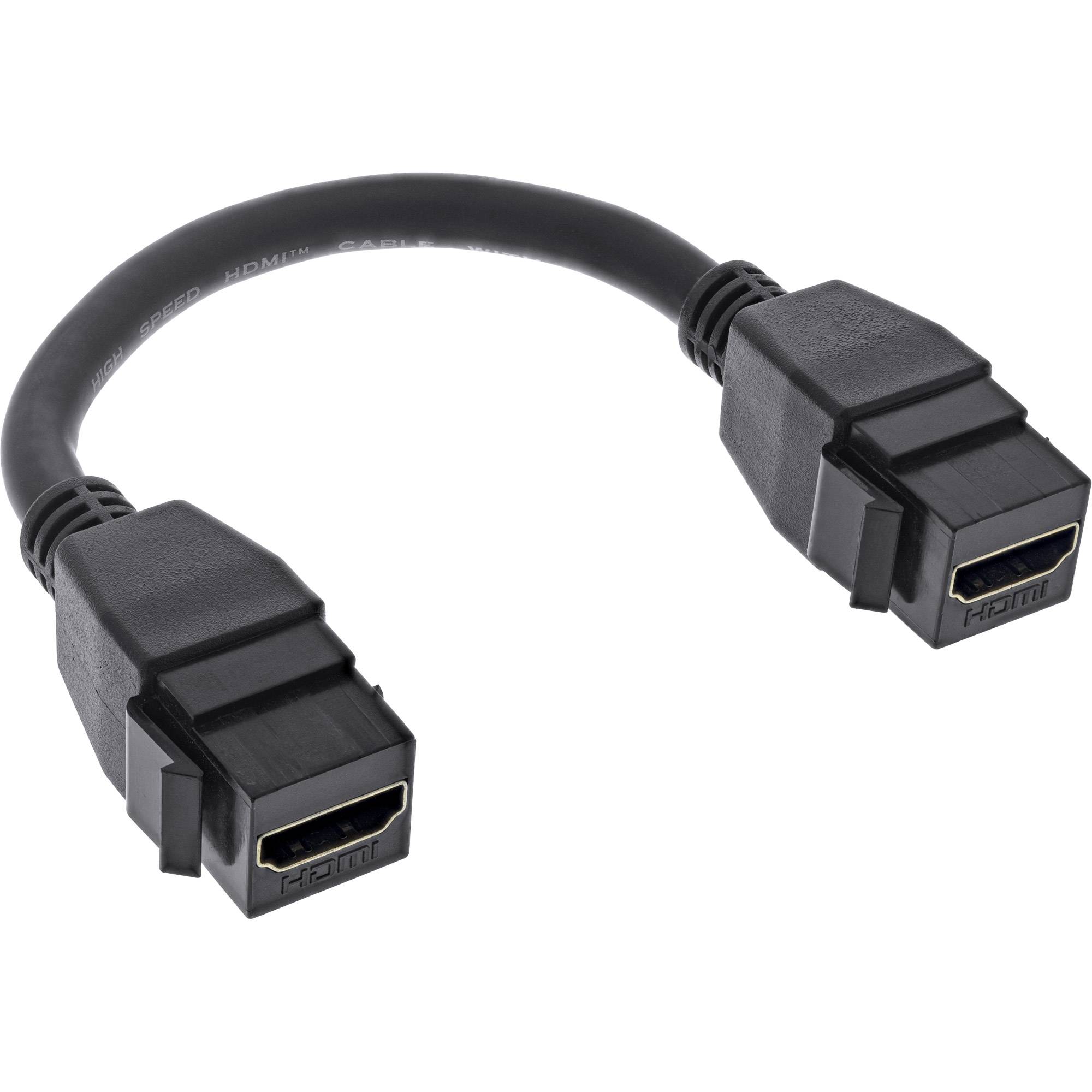 INLINE - HDMI 2x Keystone Kabel 4K/60Hz - HDMI A Buchse/Buchse - schwarz - 0,2m