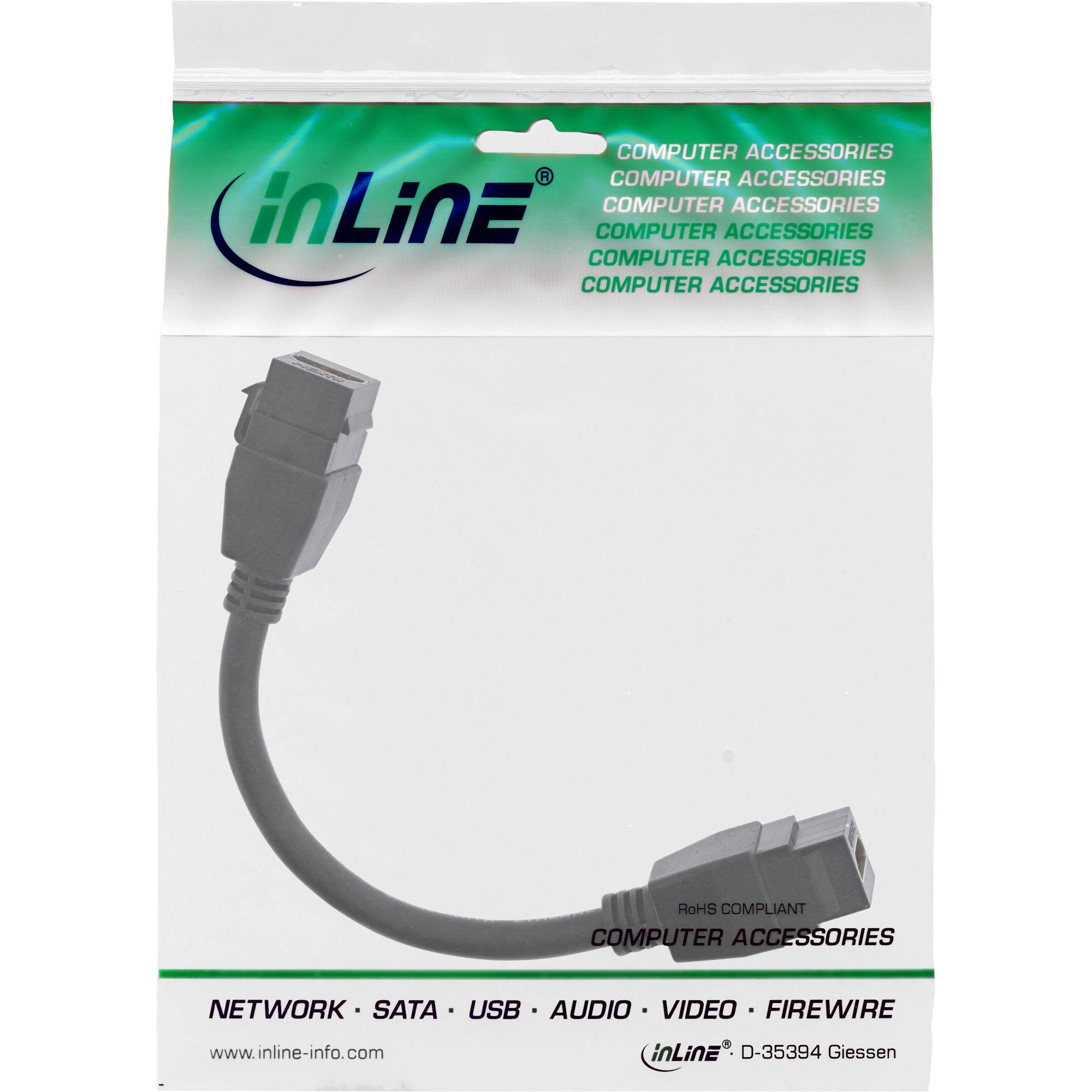 INLINE - HDMI 2x Keystone Kabel 4K/60Hz - HDMI A Buchse/Buchse - schwarz - 0,2m