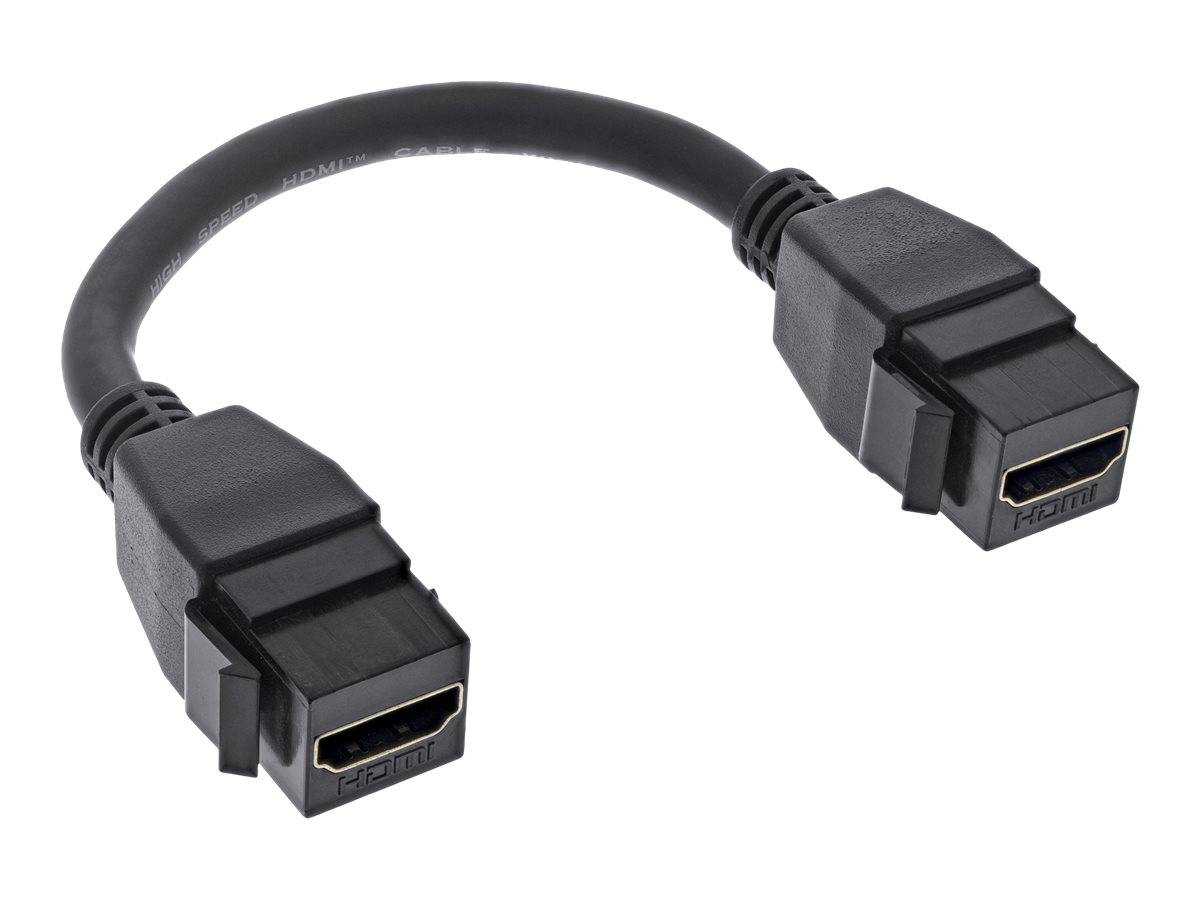 INLINE - HDMI 2x Keystone Kabel 4K/60Hz - HDMI A Buchse/Buchse - schwarz - 0,2m
