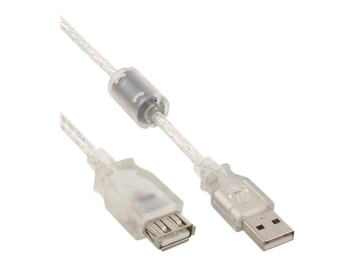 INLINE - USB 2.0 Verlängerung - St/Bu - Typ A - transparent - mit Ferritkern 1,8m