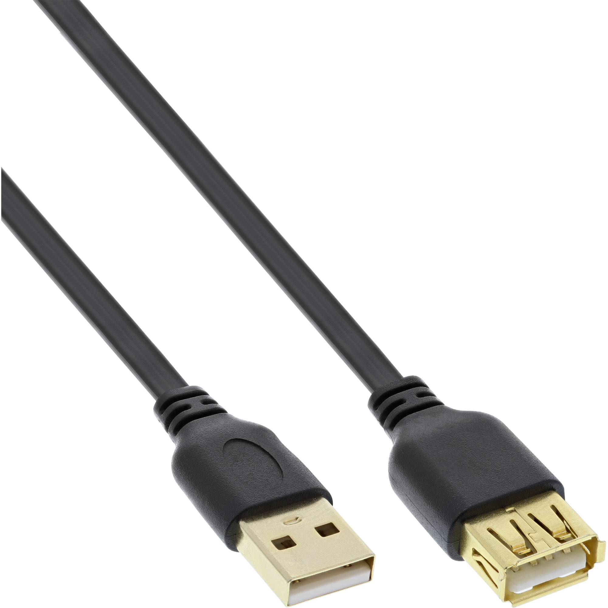 INLINE - USB 2.0 Flachkabel Verlängerung - A ST / BU - schwarz - Kontakte gold - 1,5m