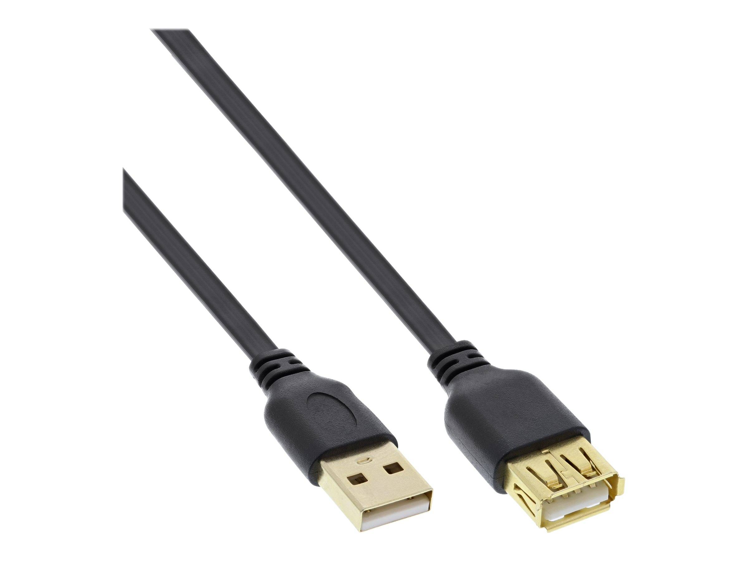 INLINE - USB 2.0 Flachkabel Verlängerung - A ST / BU - schwarz - Kontakte gold - 1,5m