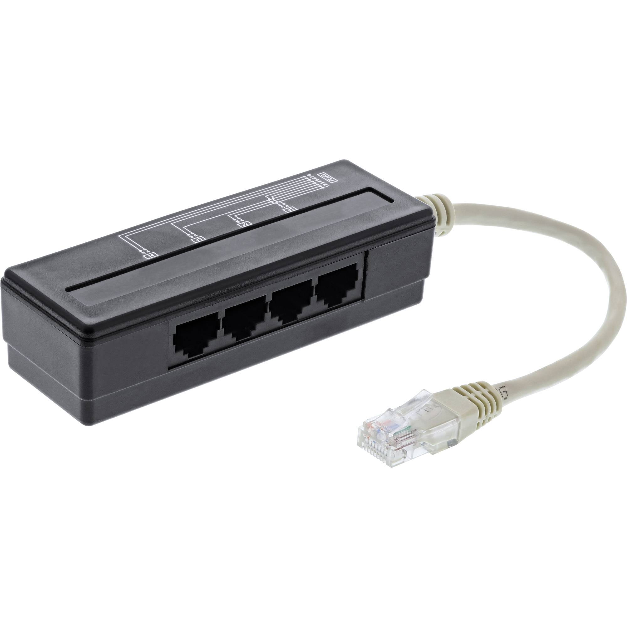 INLINE - 4-fach Telefon Port Splitter - RJ45 Stecker an 4x RJ45 Buchse - 0,15m