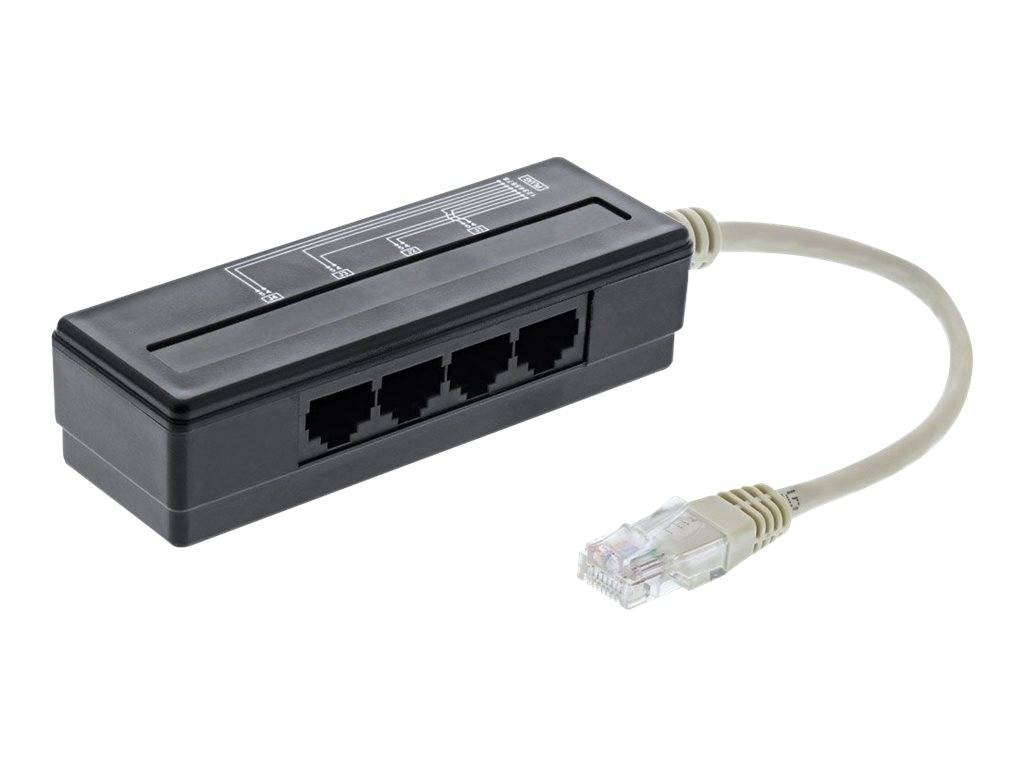 INLINE - 4-fach Telefon Port Splitter - RJ45 Stecker an 4x RJ45 Buchse - 0,15m