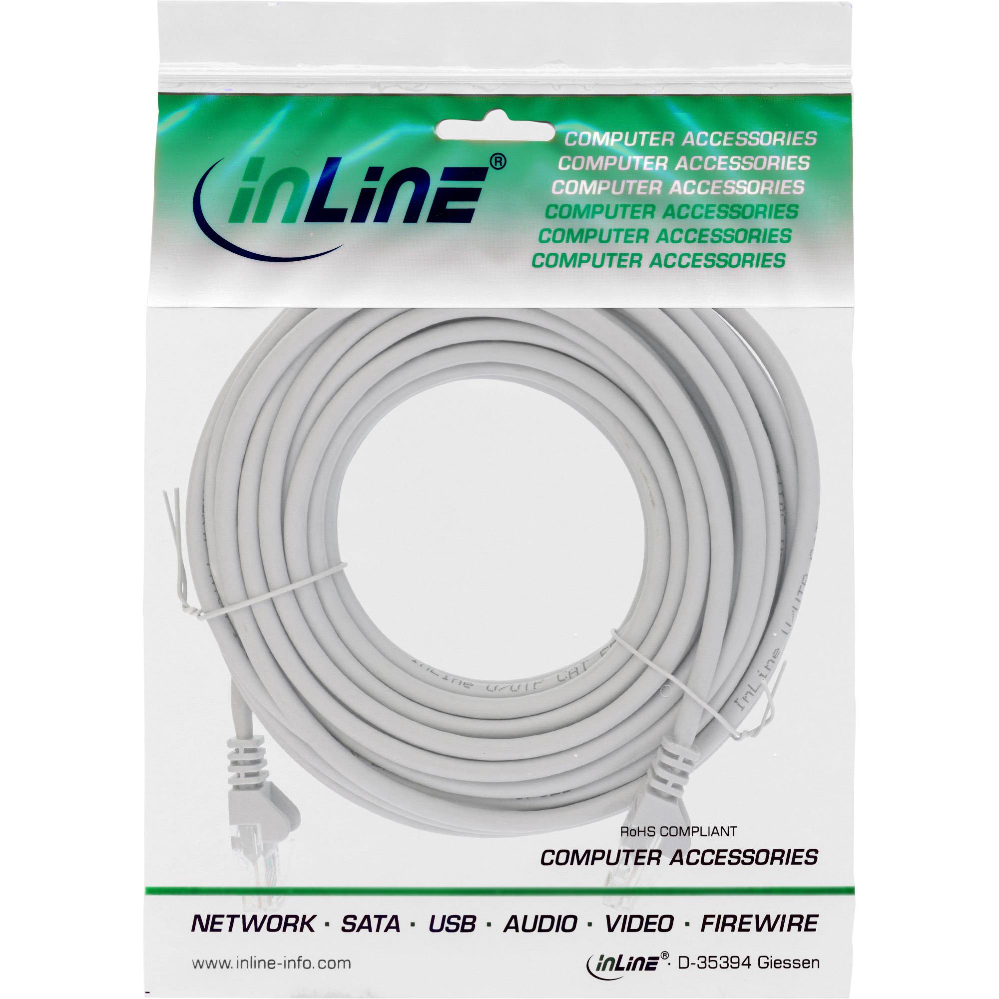 InLine Patchkabel - U/UTP - Cat.5e - grau - 10m - AWG26 - besonderer Rastnasensc