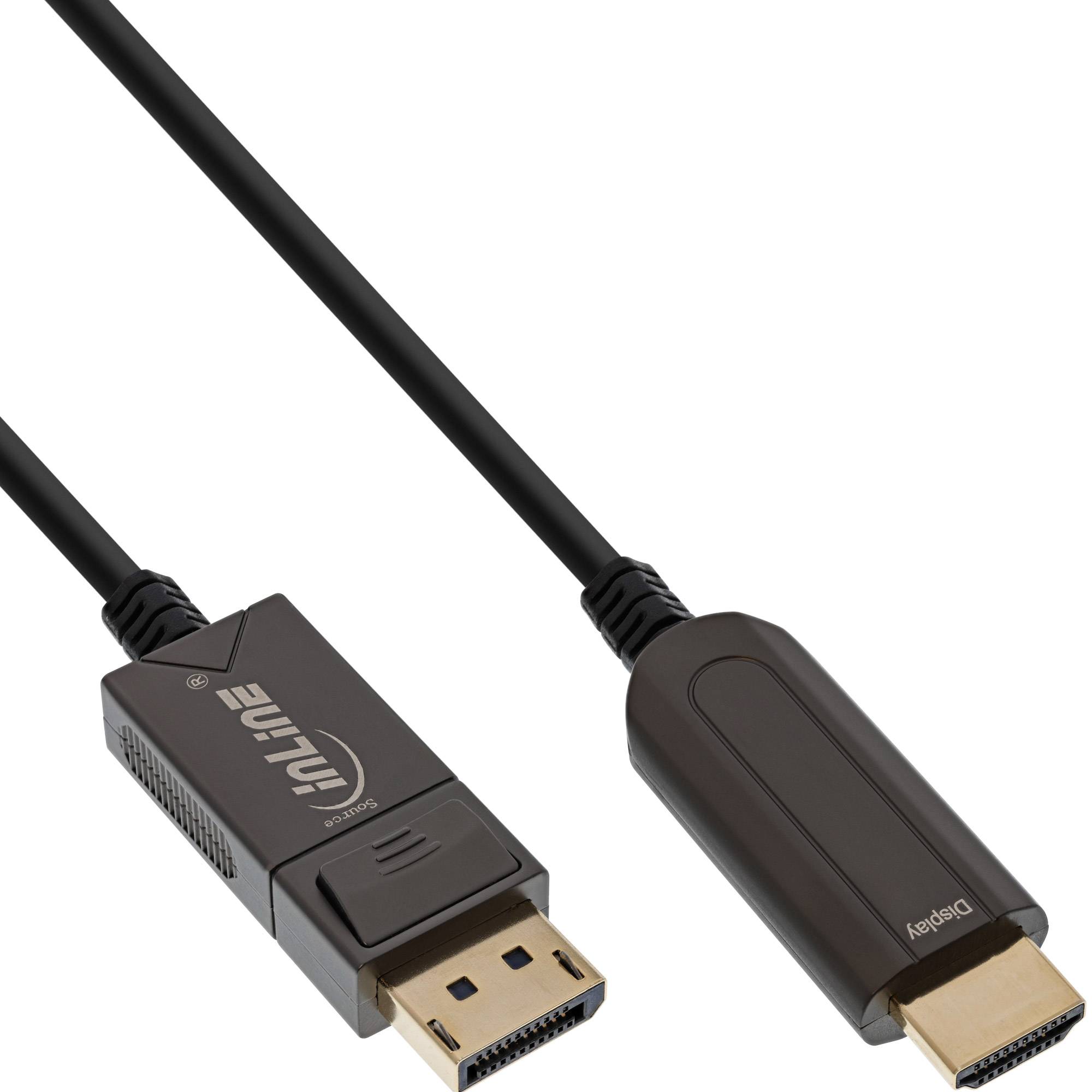 INLINE - DisplayPort zu HDMI AOC Konverter Kabel - 4K/60Hz - schwarz - 50m