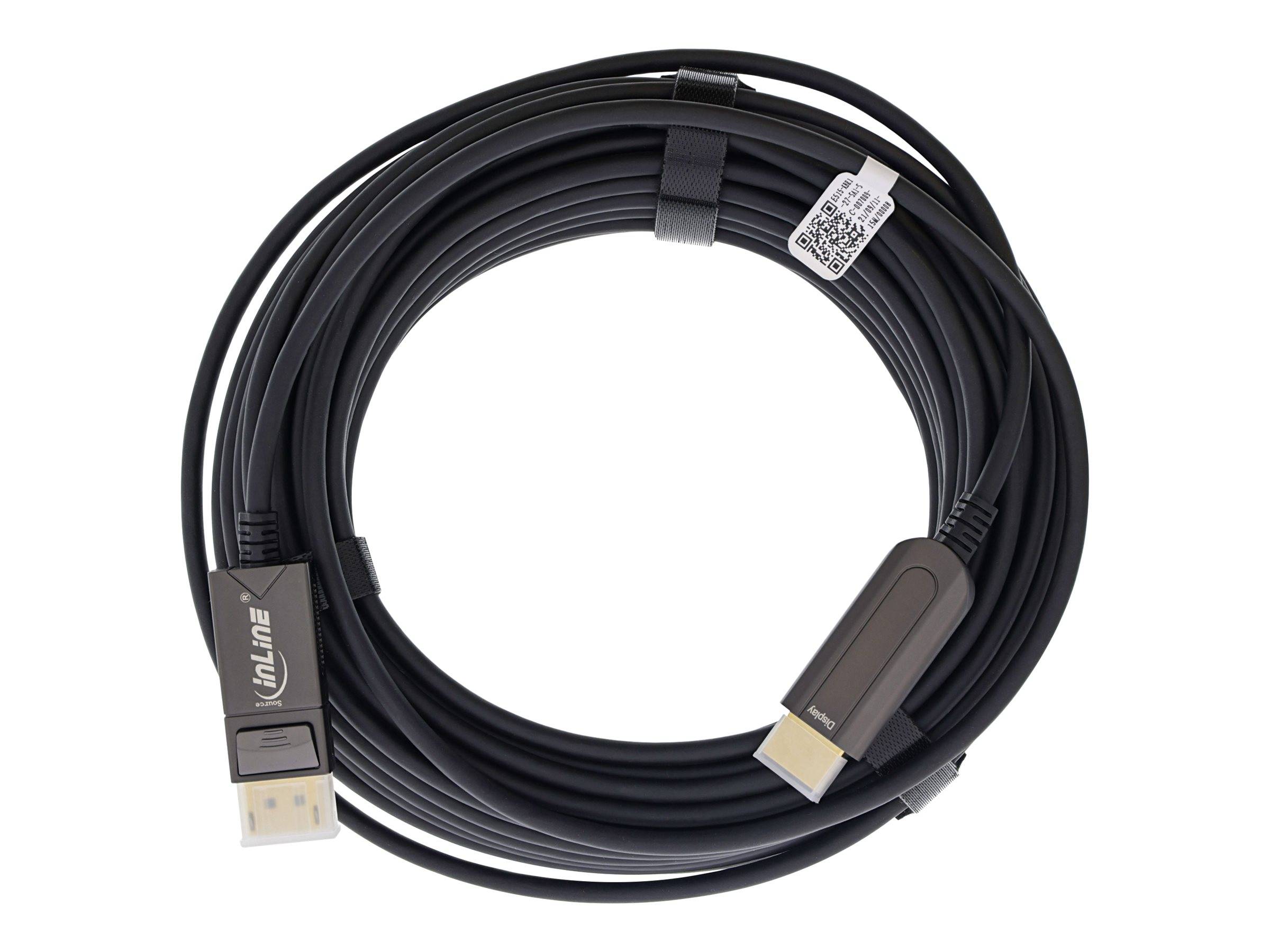 INLINE - DisplayPort zu HDMI AOC Konverter Kabel - 4K/60Hz - schwarz - 20m