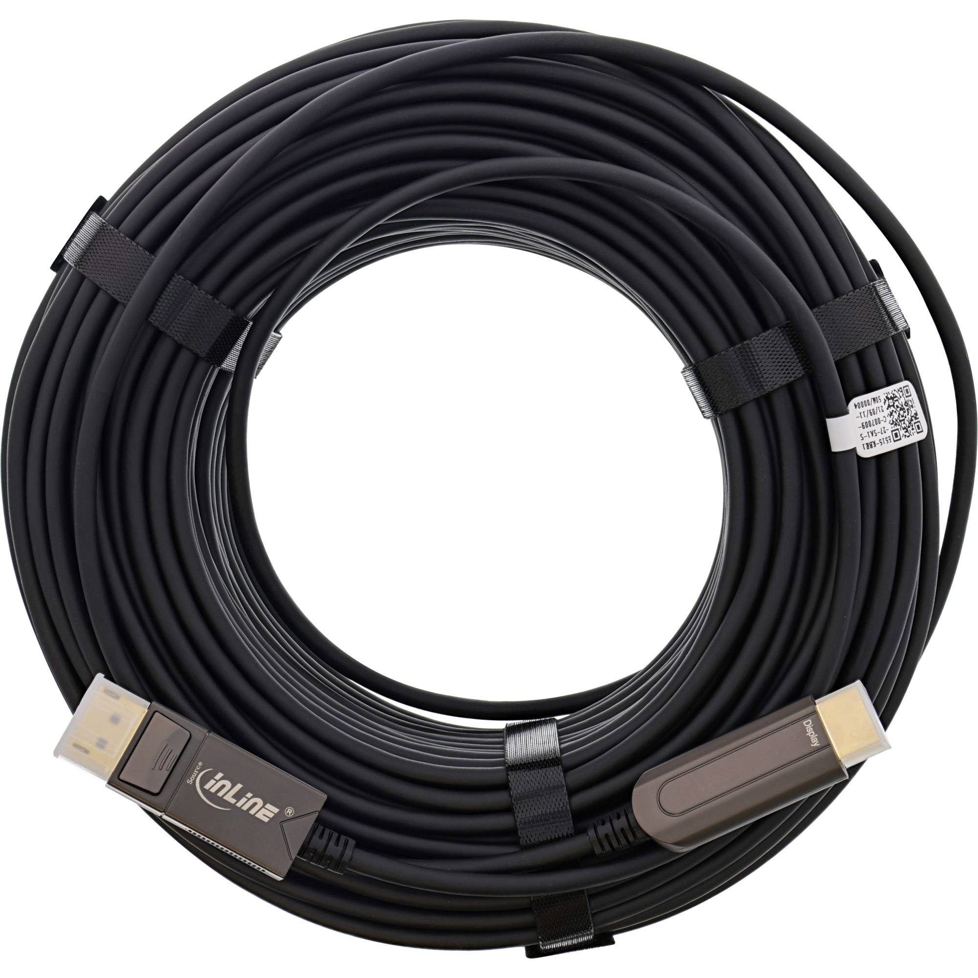 INLINE - DisplayPort zu HDMI AOC Konverter Kabel - 4K/60Hz - schwarz - 50m