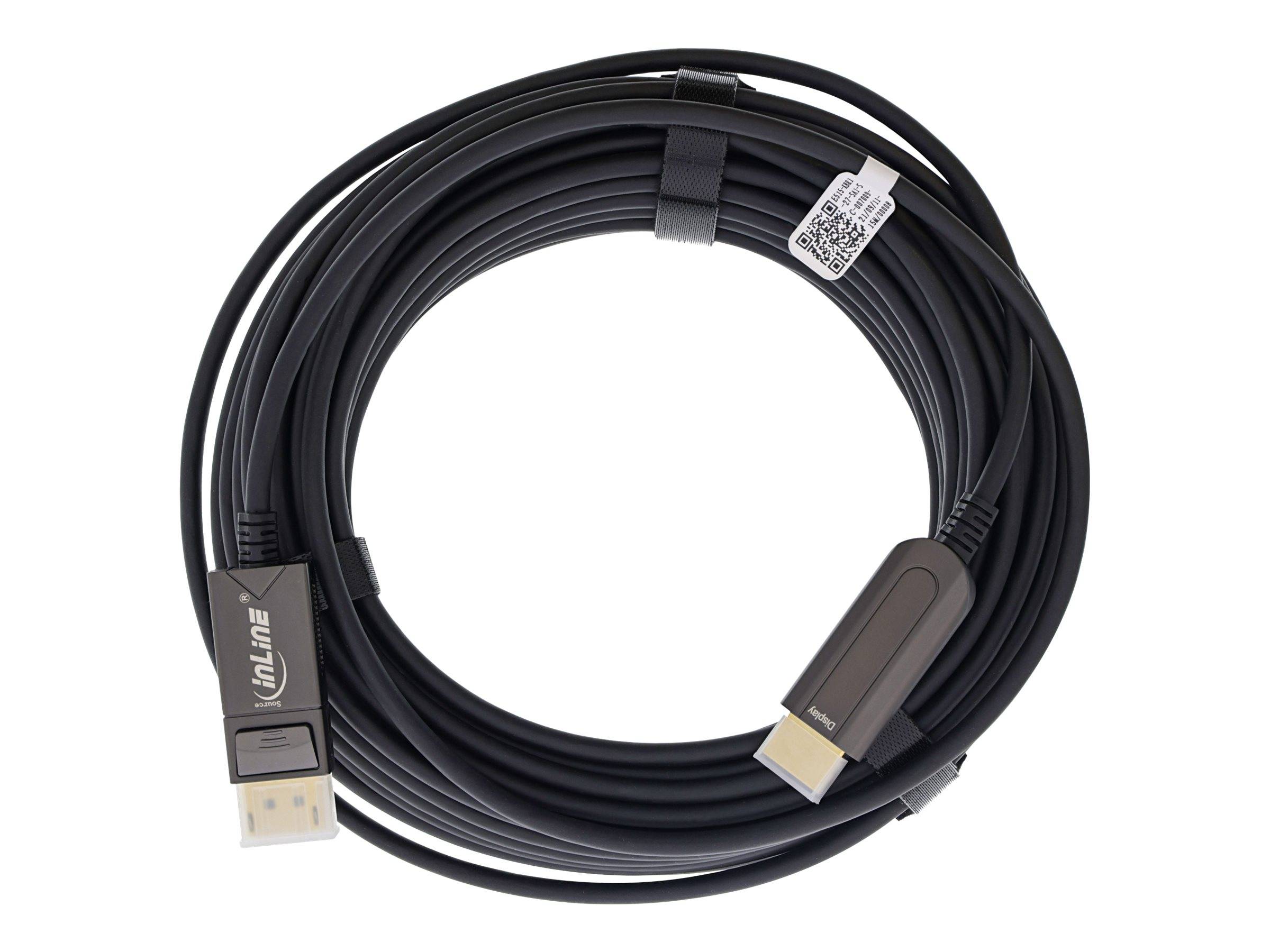 INLINE - DisplayPort zu HDMI AOC Konverter Kabel - 4K/60Hz - schwarz - 15m