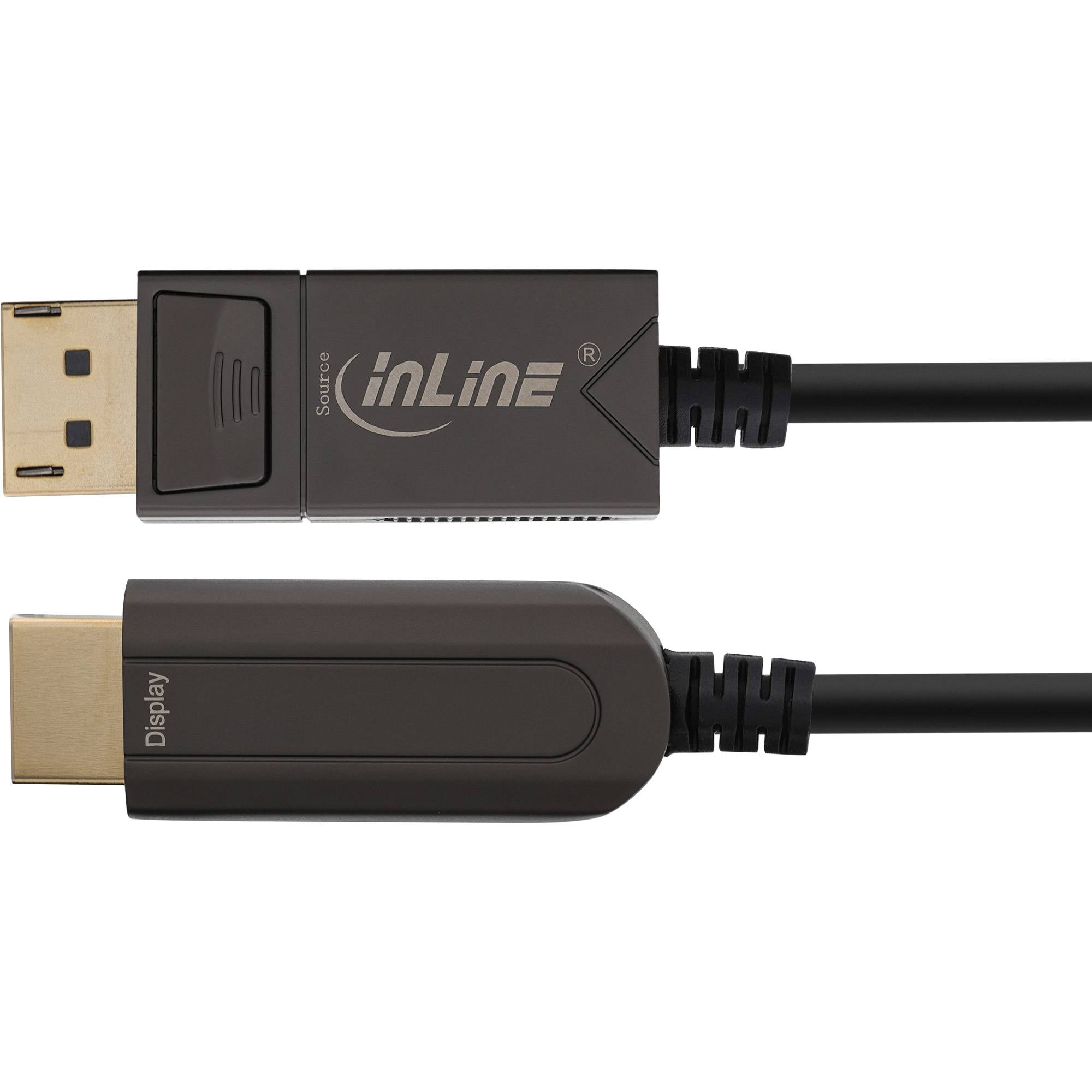 INLINE - DisplayPort zu HDMI AOC Konverter Kabel - 4K/60Hz - schwarz - 25m