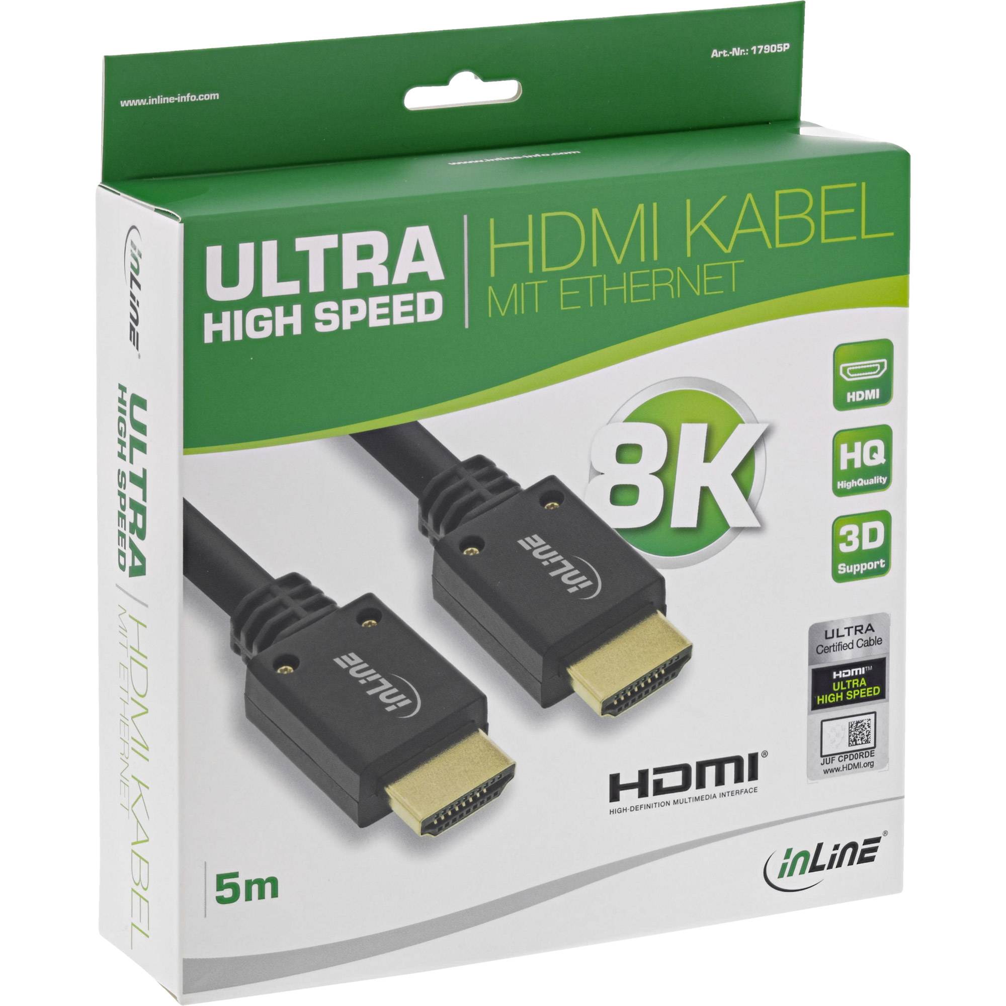 InLine HDMI Kabel - Ultra High Speed HDMI Kabel - 8K4K - Stecker / Stecker - 5m
