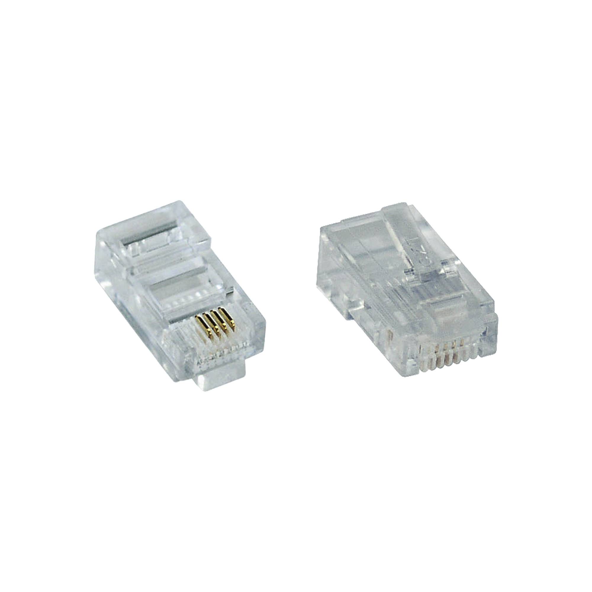 INLINE - Modularstecker 8P4C RJ45 zum Crimpen auf Flachkabel (ISDN) 100er Pack