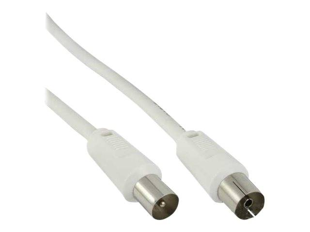 InLine Antennenkabel - 2x geschirmt - >75dB - weiß - 7m - bis IEC-Anschluss (M)