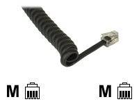 INLINE - Spiralkabel - RJ10 Stecker / Stecker - schwarz - 1:1 belegt - max. 2m