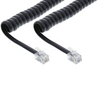 INLINE - Spiralkabel - RJ10 Stecker / Stecker - schwarz - max. 2m