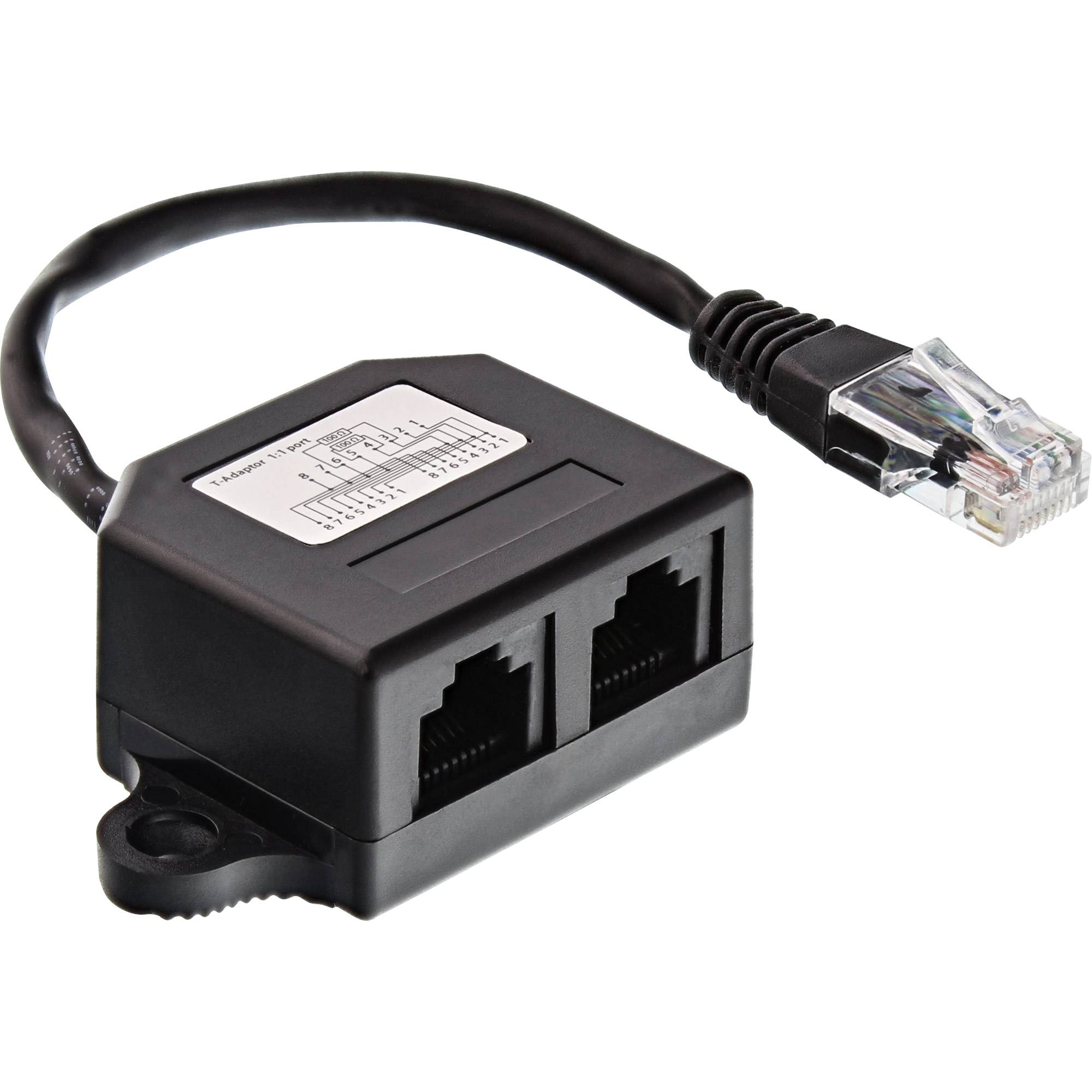 INLINE - ISDN Verteiler - 2x RJ45 BU - 15cm Kabel - mit Endwiderständen - montierbar