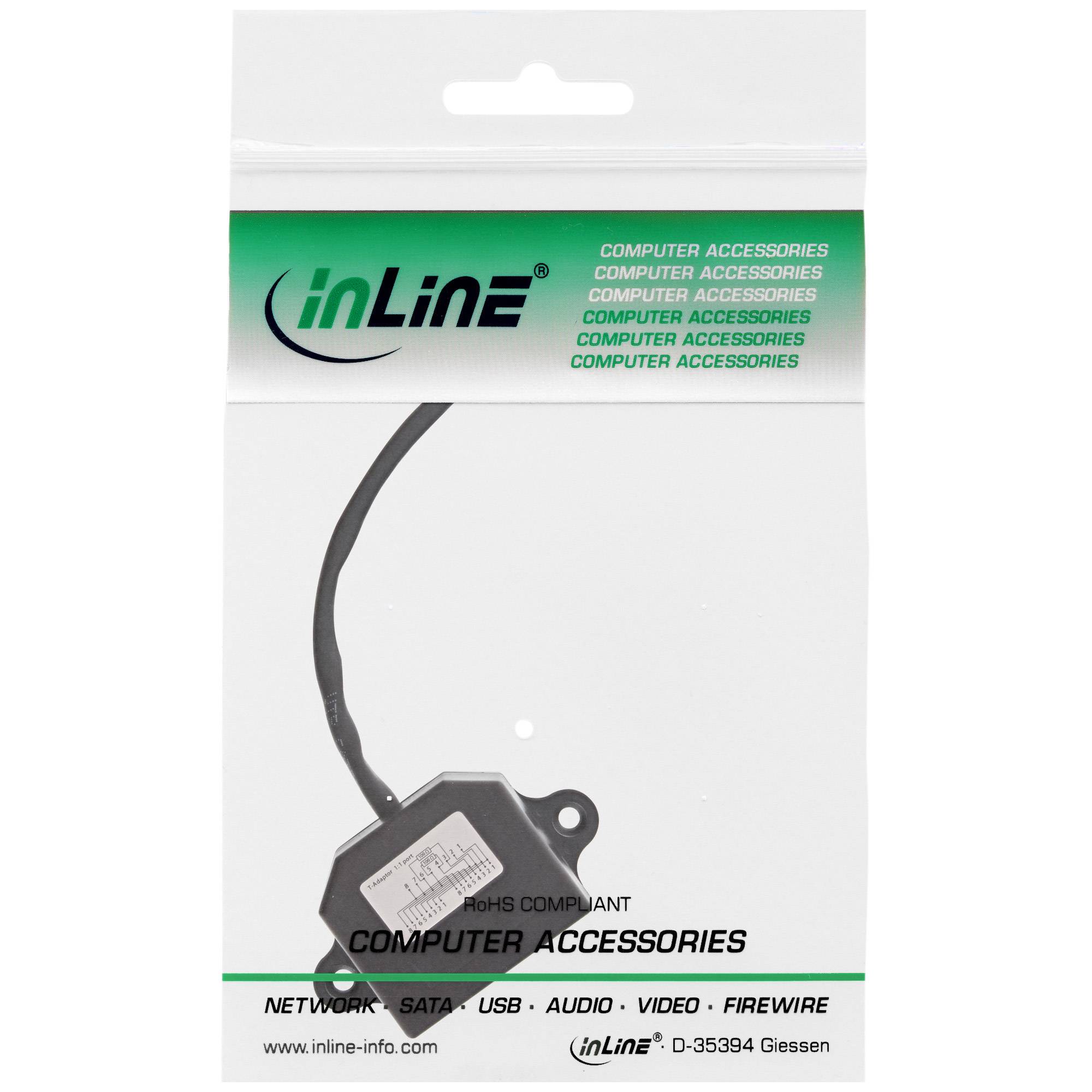 INLINE - ISDN Verteiler - 2x RJ45 BU - 15cm Kabel - mit Endwiderständen - montierbar