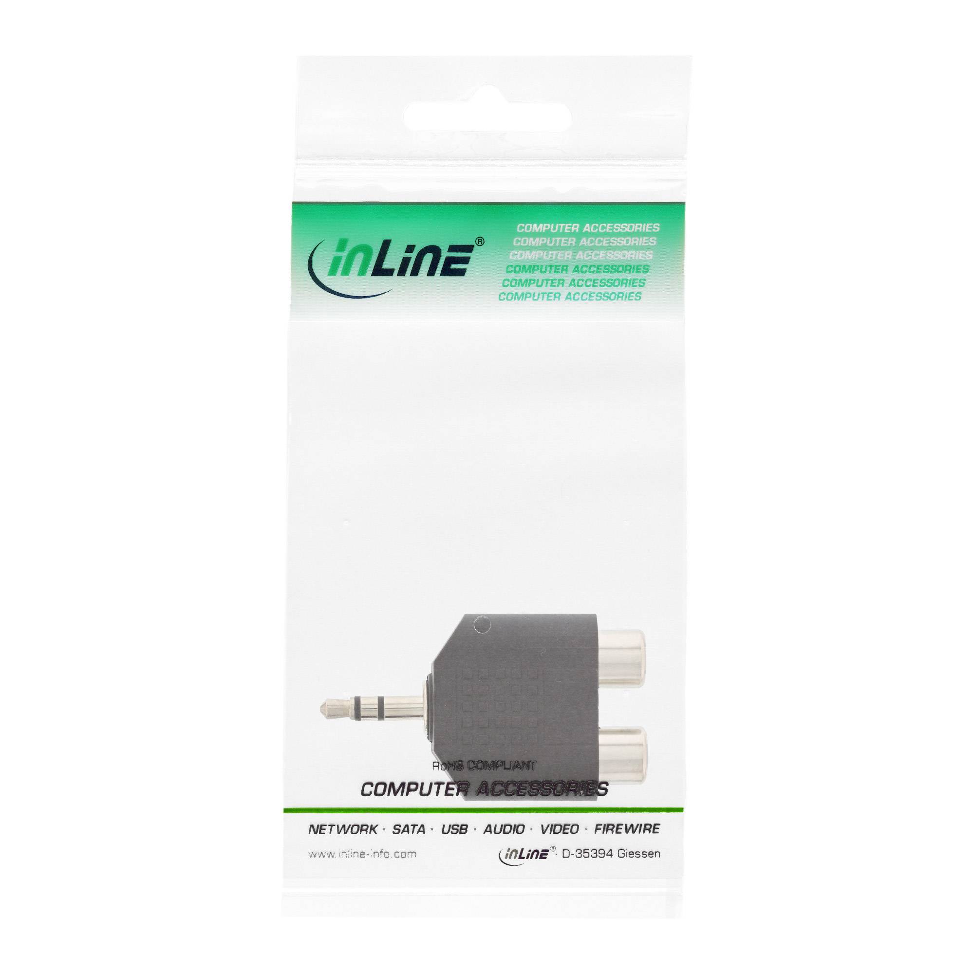 InLine Audio Adapter - 3,5mm Klinke Stecker an 2x Cinch Buchse - Stereo - Schwar