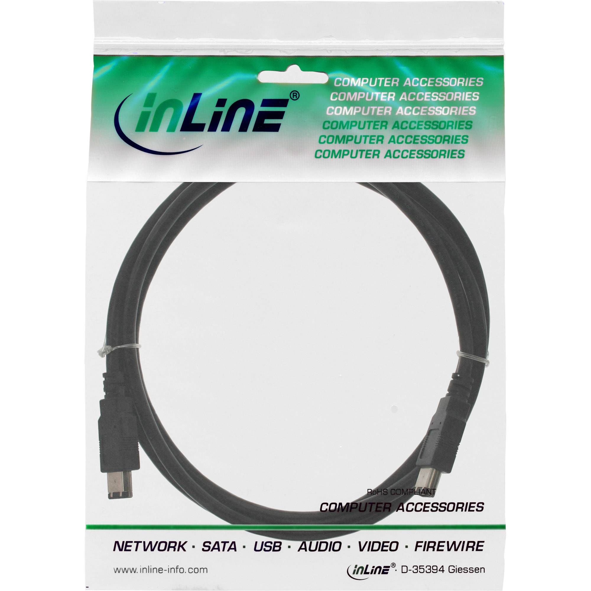 INLINE - FireWire Kabel - IEEE1394 6pol Stecker / Stecker - schwarz - 5m