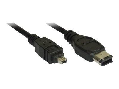 INLINE - FireWire Kabel - IEEE1394 4pol Stecker zu 6pol Stecker - schwarz - 1,8m