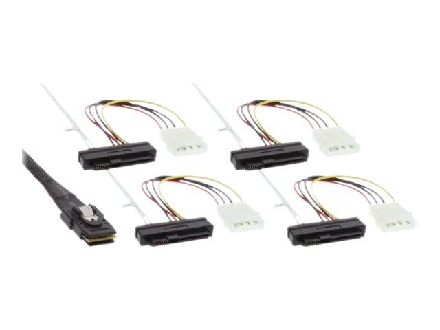INLINE - SAS Anschlusskabel - Mini-SAS SFF-8087 an 4x SAS + Strom - 0,75m