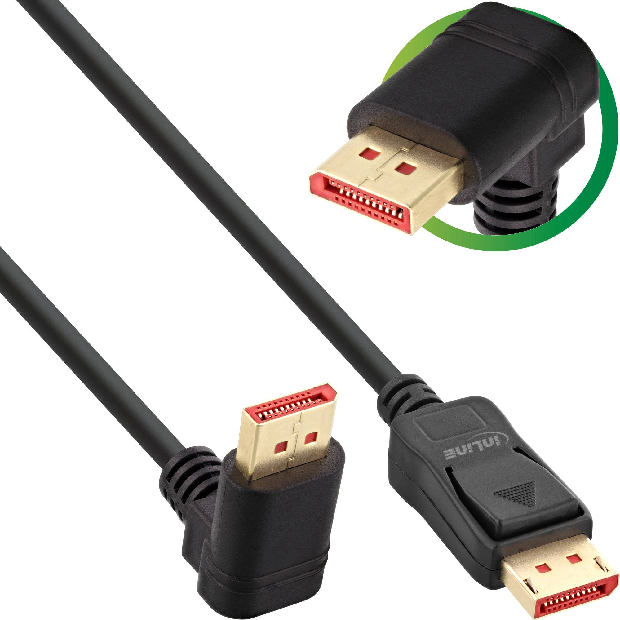 INLINE - DisplayPort 1.4 Kabel - 8K4K - nach oben gewinkelt - schwarz/gold - 1m
