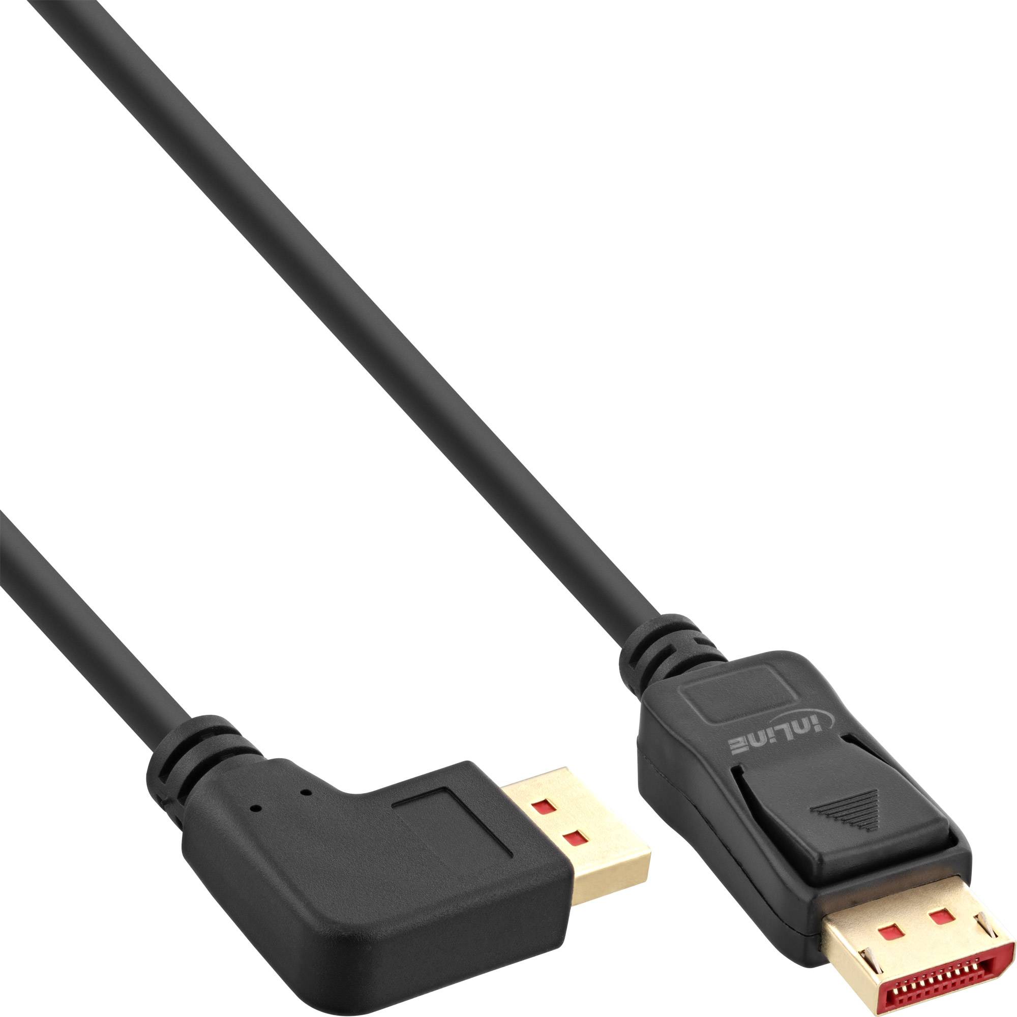 INLINE - DisplayPort 1.4 Kabel - 8K4K - links gewinkelt - schwarz/gold - 2m