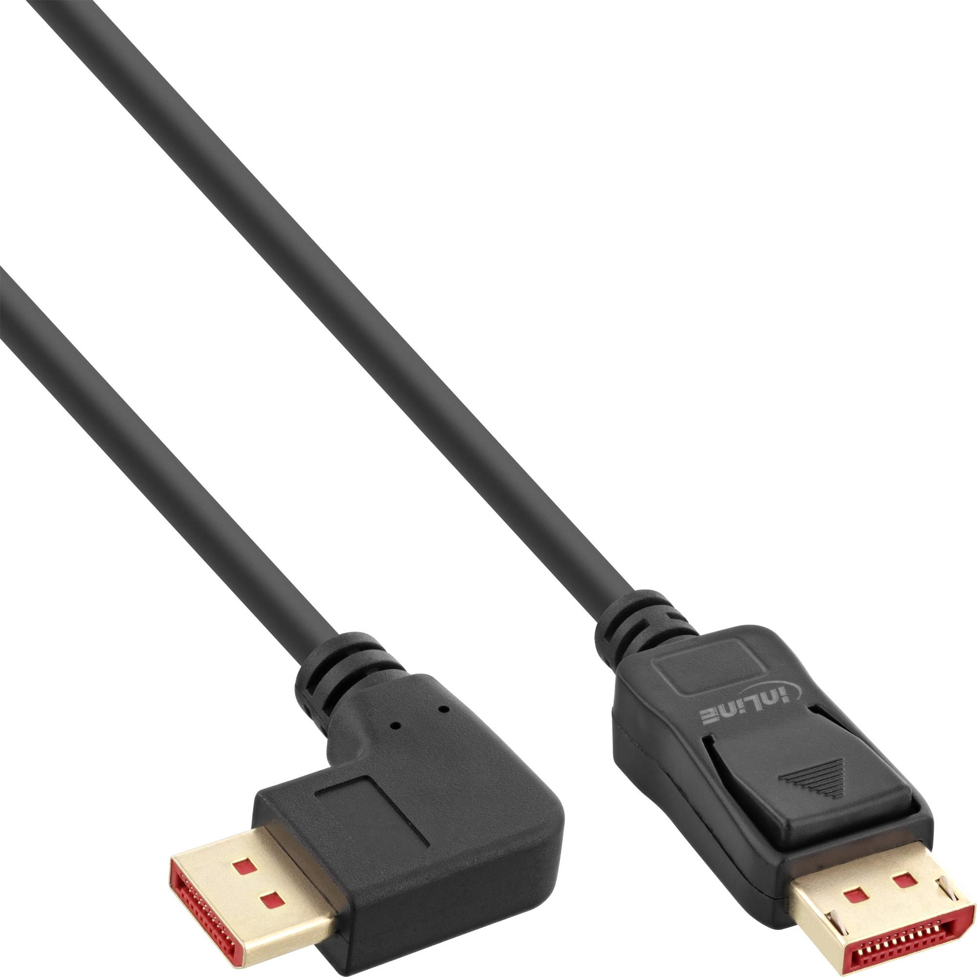 INLINE - DisplayPort 1.4 Kabel - 8K4K - rechts gewinkelt - schwarz/gold - 3m