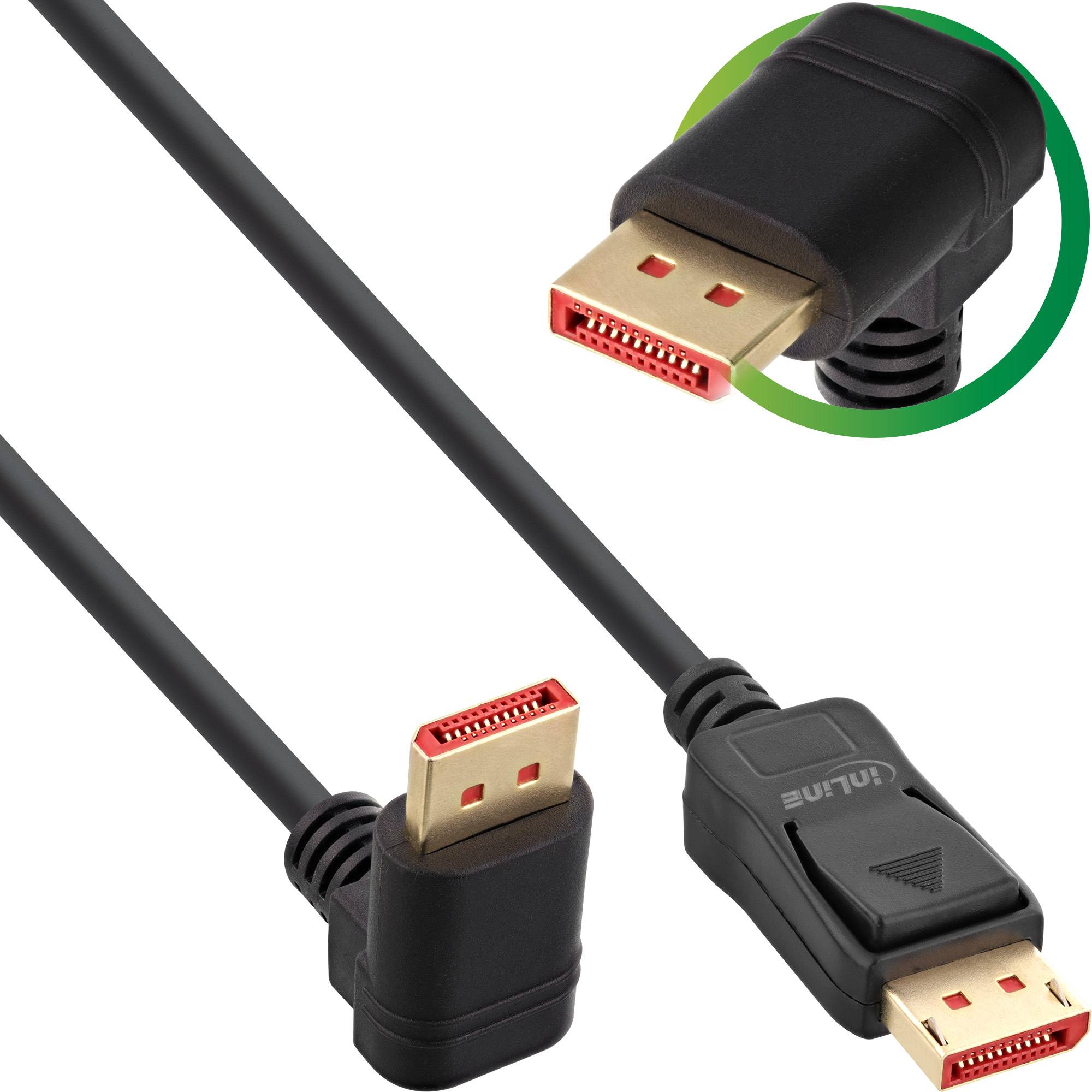 INLINE - DisplayPort 1.4 Kabel - 8K4K - nach unten gewinkelt - schwarz/gold - 2m