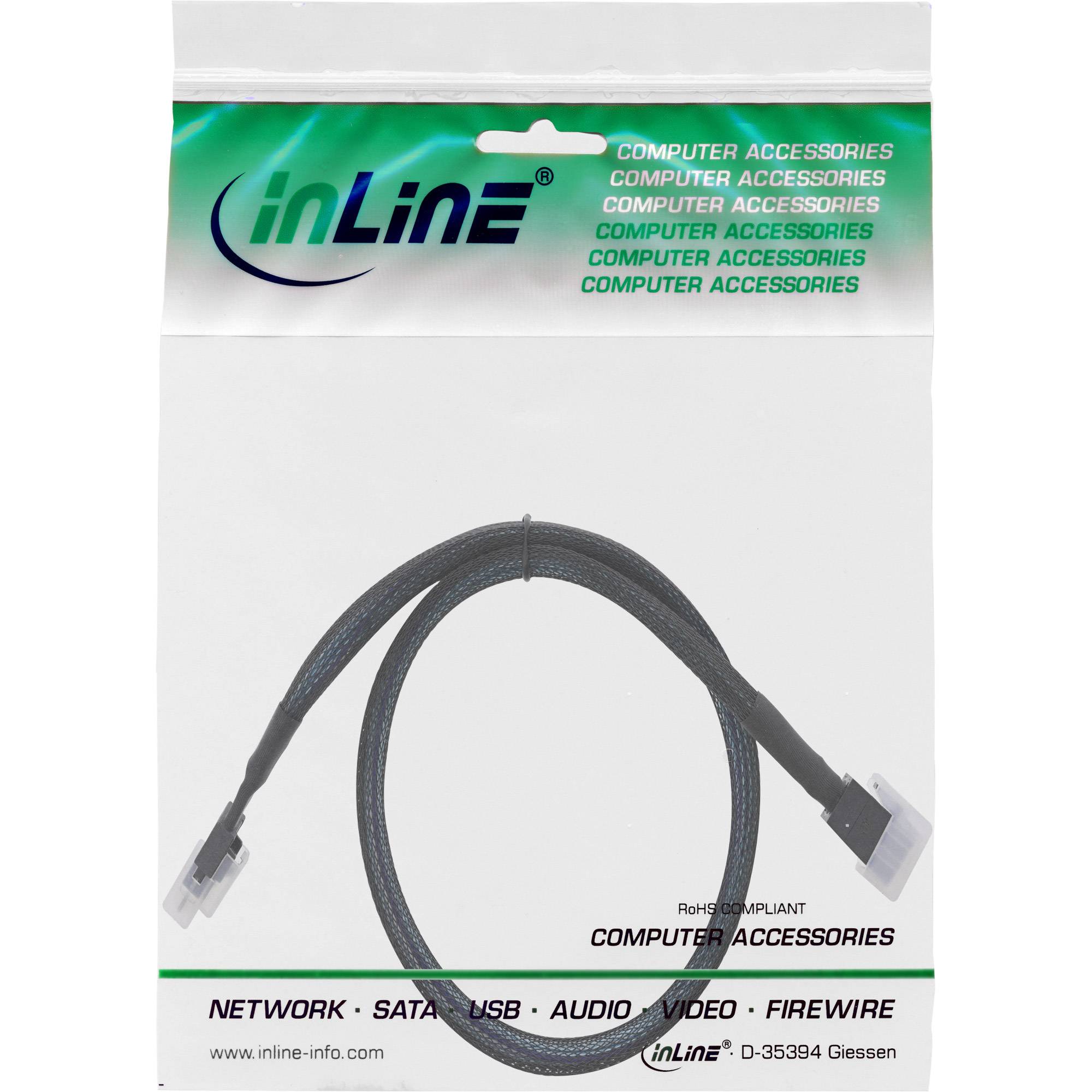 INLINE - Slim SAS Kabel - SFF-8654 4i zu Mini SAS HD SFF-8643 - 24Gb/s - 1m