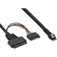 INLINE - Slim SAS Kabel - SFF-8654 4i zu U.2 SFF-8639 + SATA Strom - 24Gb/s - 0,5m