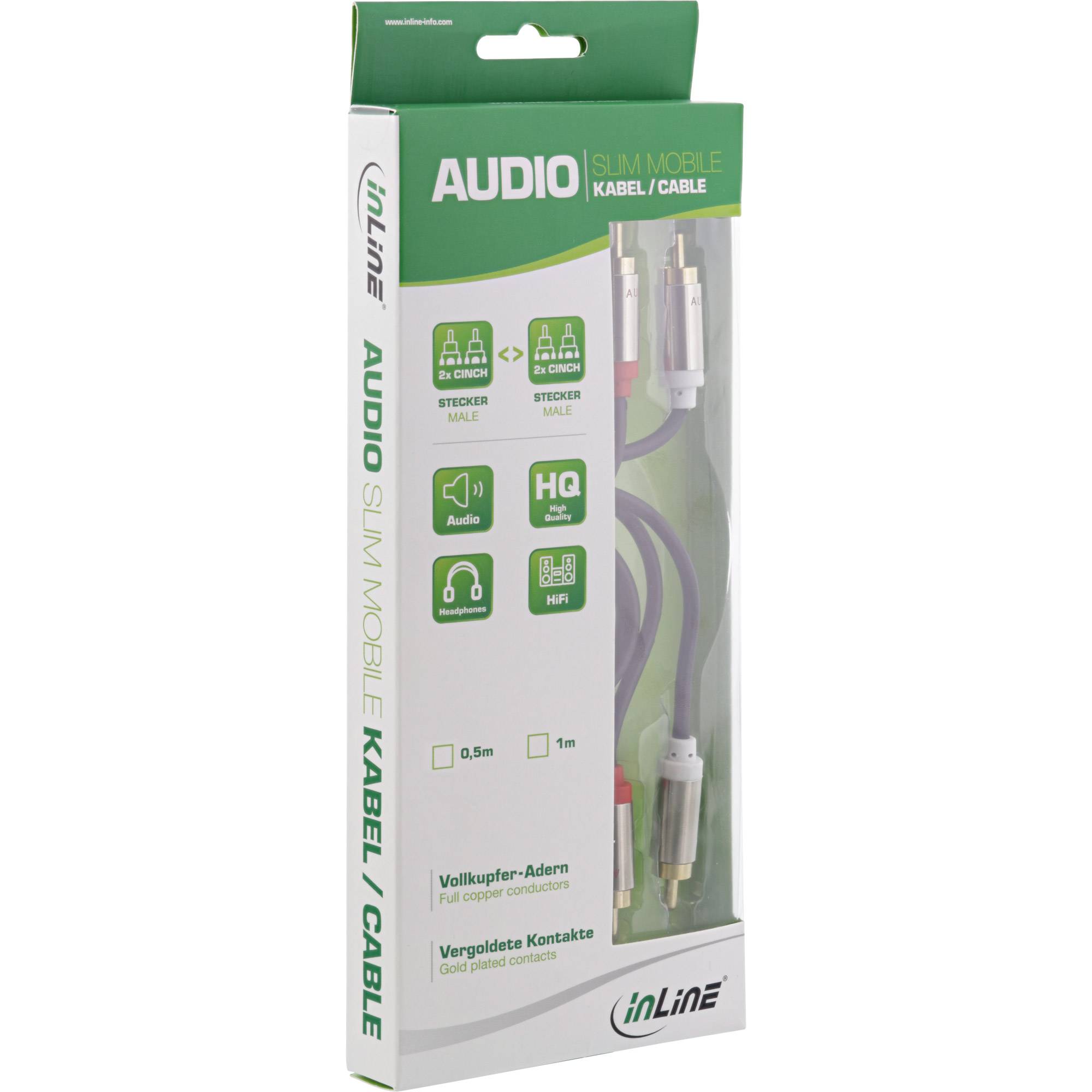 INLINE - Slim Audio Kabel 2x Cinch ST/ST - Stereo - 3m