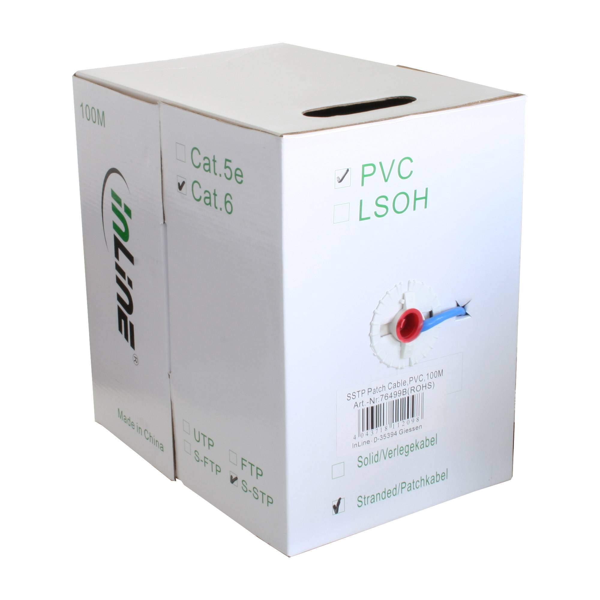 INLINE - Patchkabel Cat.6 S/FTP (PiMf) - blau - AWG27 - PVC - CU - 100m