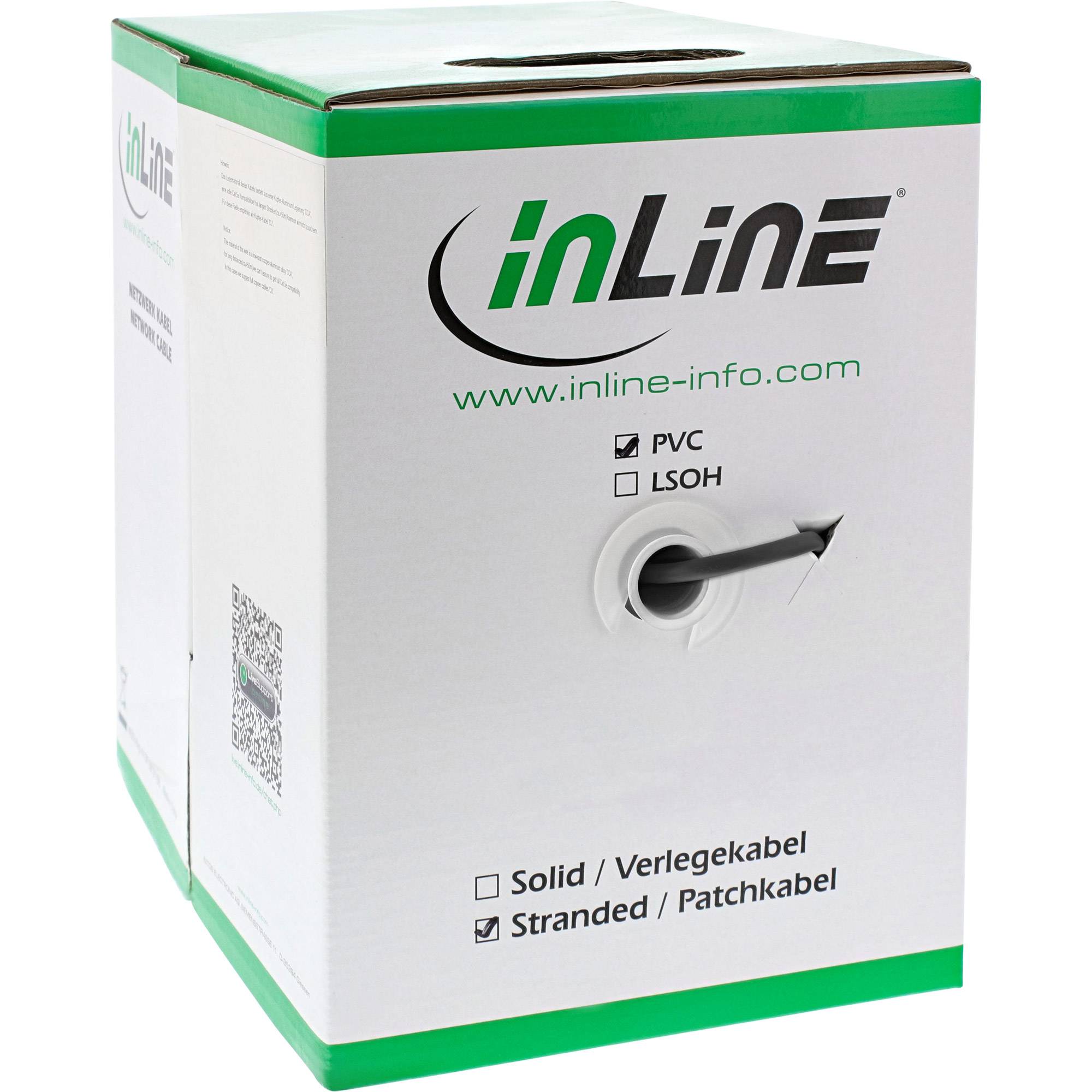 InLine Patchkabel Cat.5e - schwarz - SF/UTP - AWG26 - PVC - 100m - Schwarz