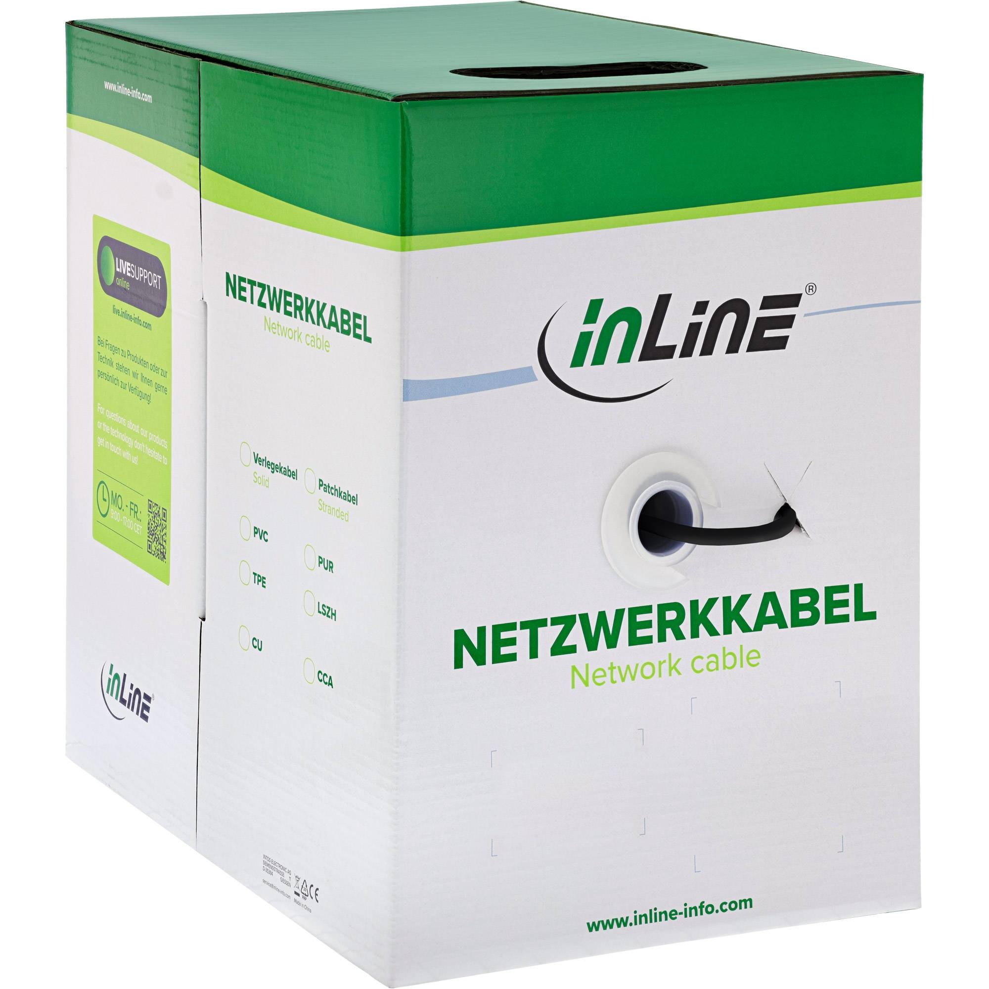 INLINE - Patchkabel Cat.5e - schwarz - SF/UTP - AWG26 - PVC - 100m