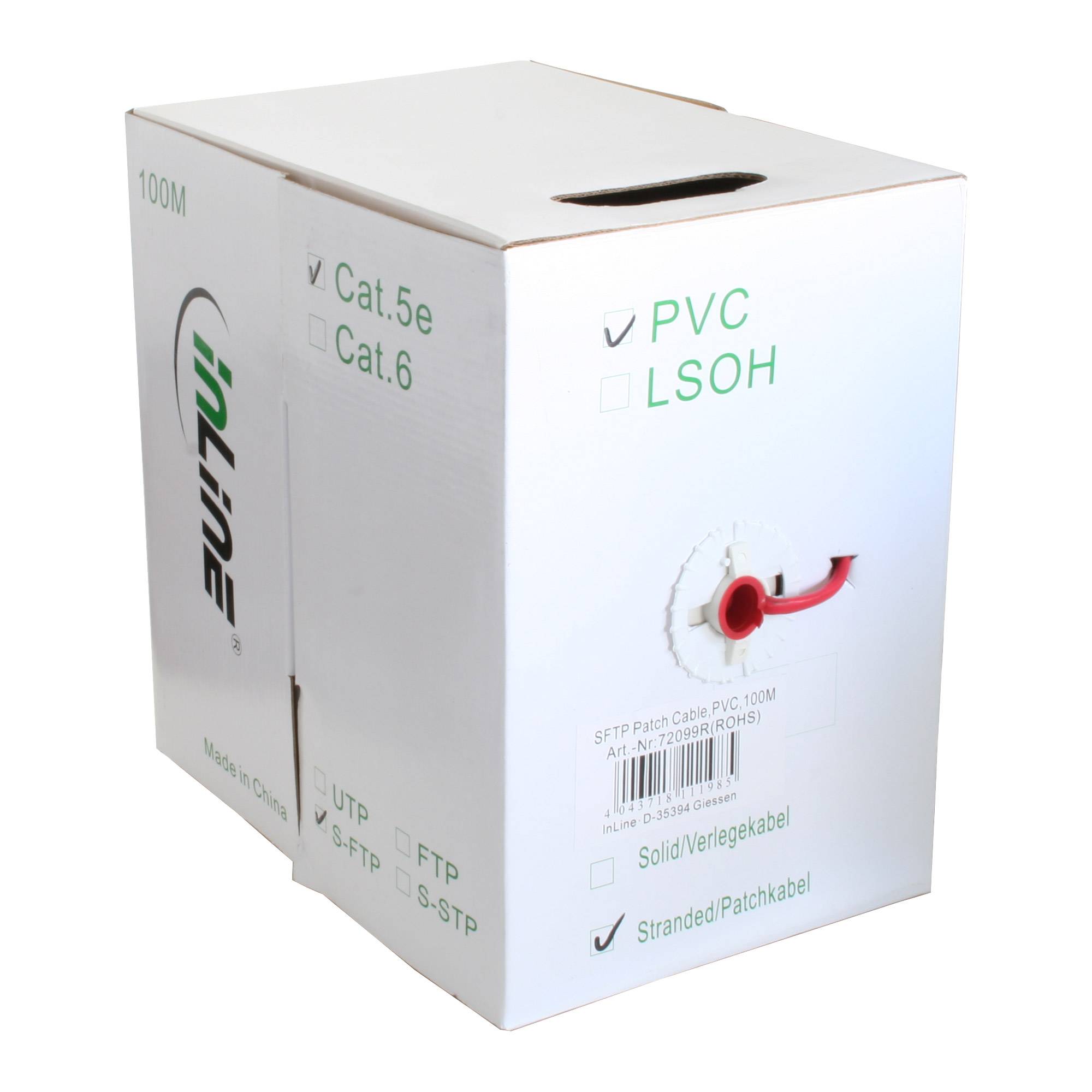 InLine Patchkabel Cat.5e - rot - SF/UTP - AWG26 - PVC - 100m - Rot
